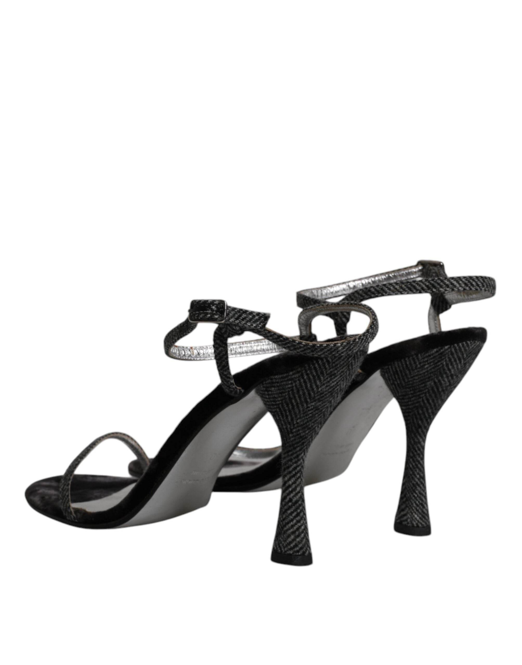 Dolce & Gabbana Black Ankle Strap High Heels Sandals Shoes - Hilstor