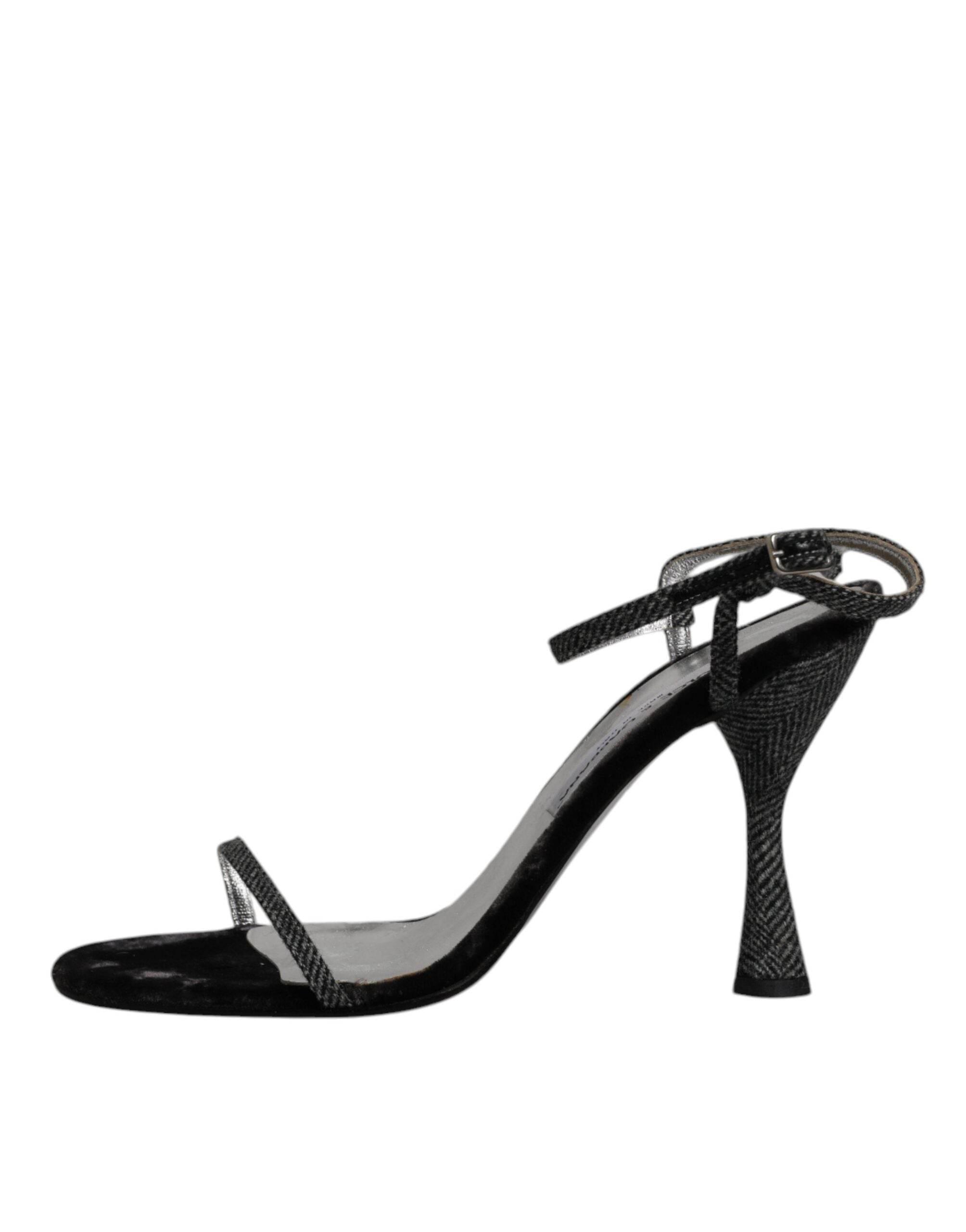 Dolce & Gabbana Black Ankle Strap High Heels Sandals Shoes - Hilstor