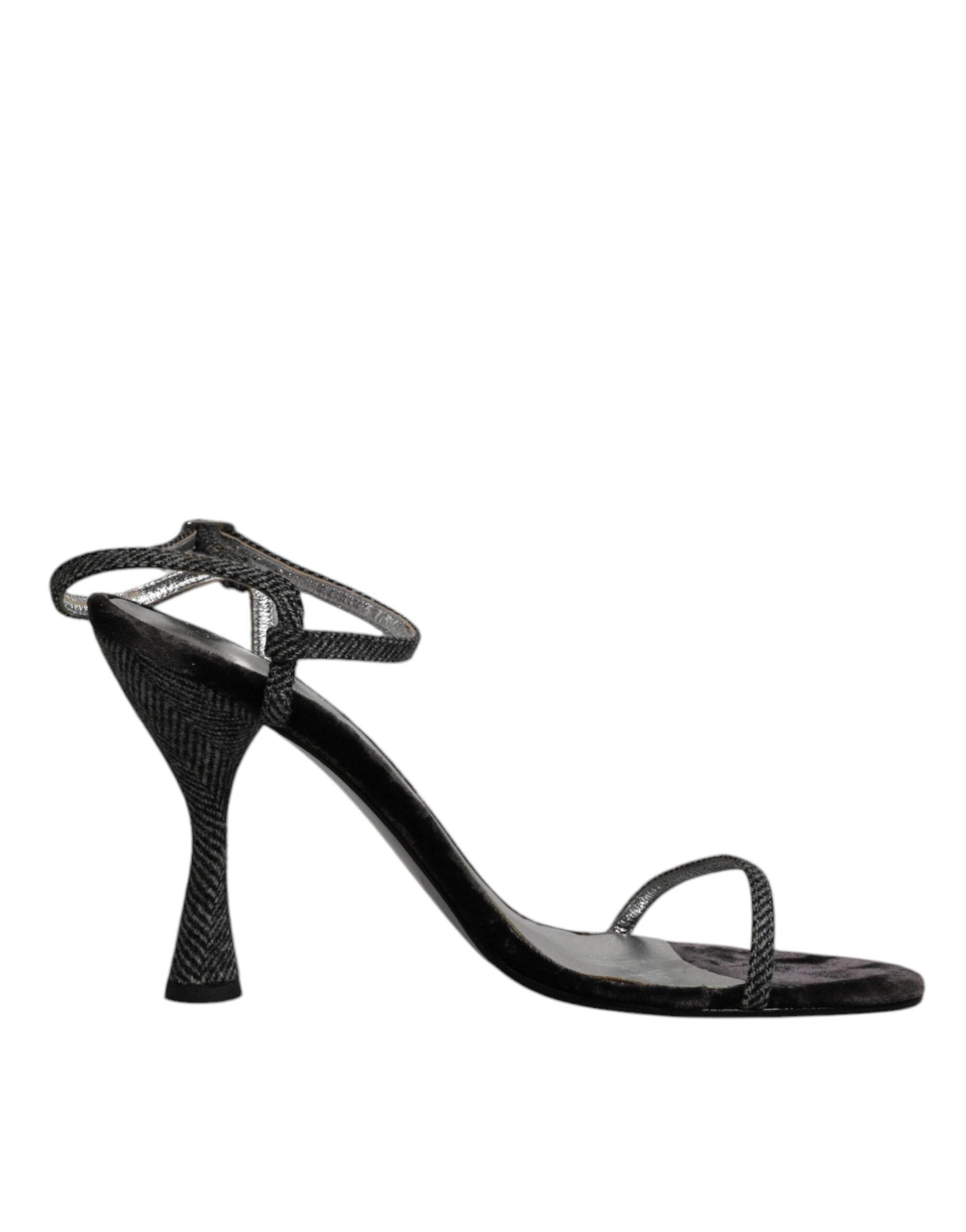 Dolce & Gabbana Black Ankle Strap High Heels Sandals Shoes - Hilstor