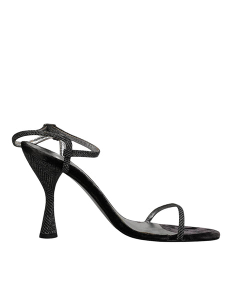 Dolce & Gabbana Black Ankle Strap High Heels Sandals Shoes - Hilstor