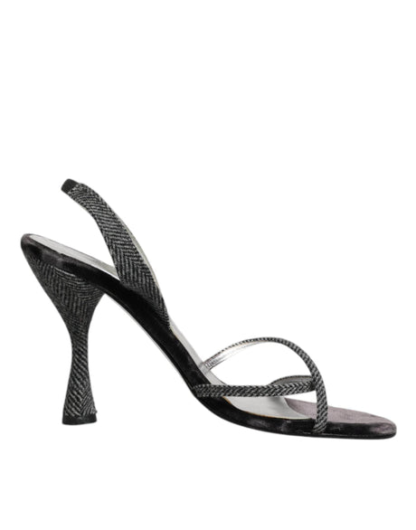 Dolce & Gabbana Black Chevron High Heels Sandals Shoes - Hilstor