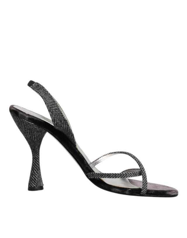 Dolce & Gabbana Black Chevron High Heels Sandals Shoes - Hilstor