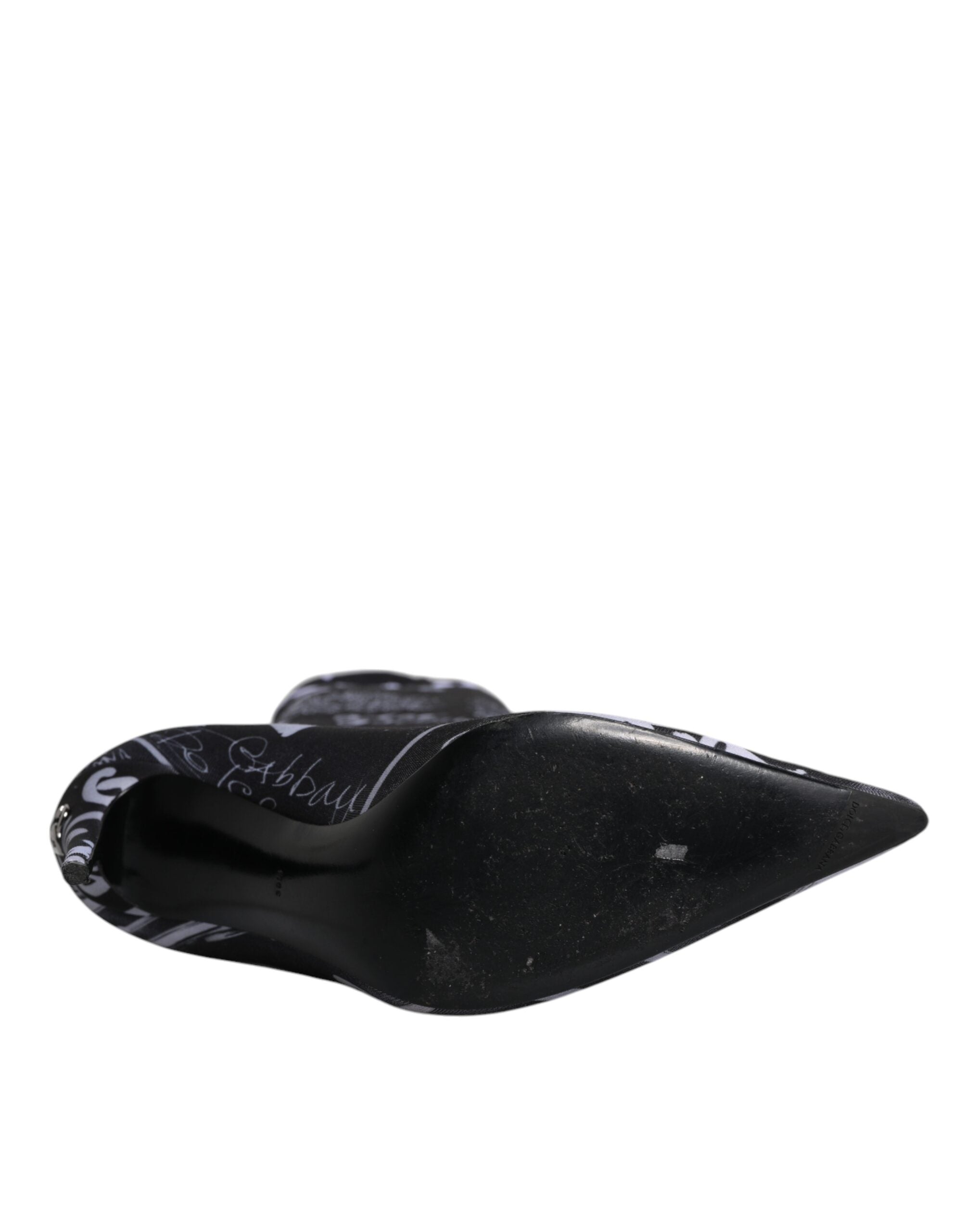 Dolce &amp; Gabbana Sort Logo Stretch Hæle Høje Støvler Sko