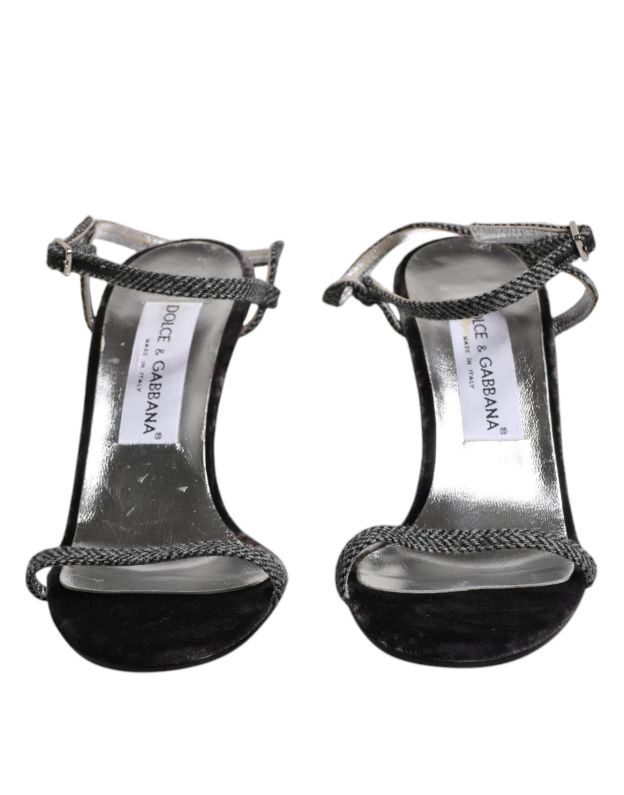 Dolce & Gabbana Black Ankle Strap High Heels Sandals Shoes - Hilstor