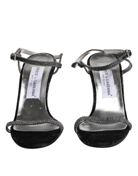 Dolce & Gabbana Black Ankle Strap High Heels Sandals Shoes - Hilstor