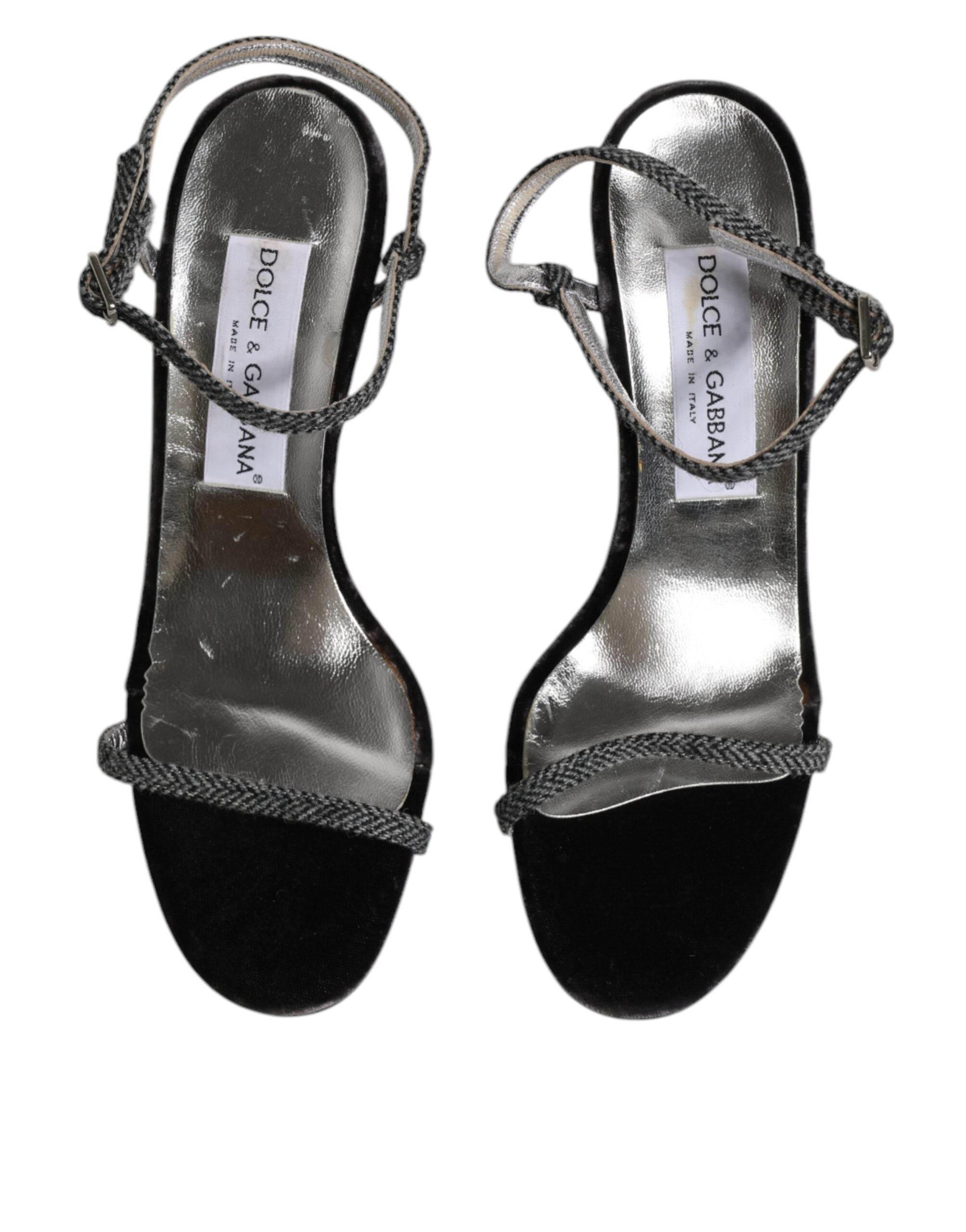 Dolce & Gabbana Black Ankle Strap High Heels Sandals Shoes - Hilstor