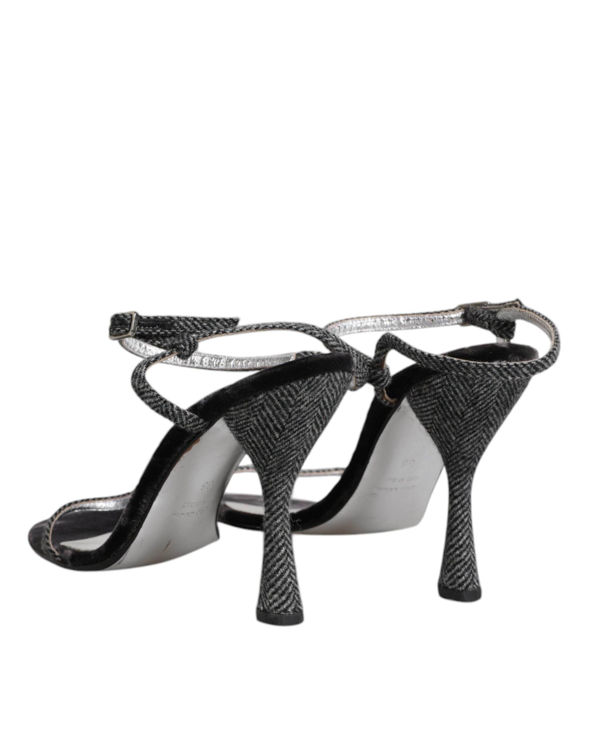 Dolce & Gabbana Black Ankle Strap High Heels Sandals Shoes - Hilstor
