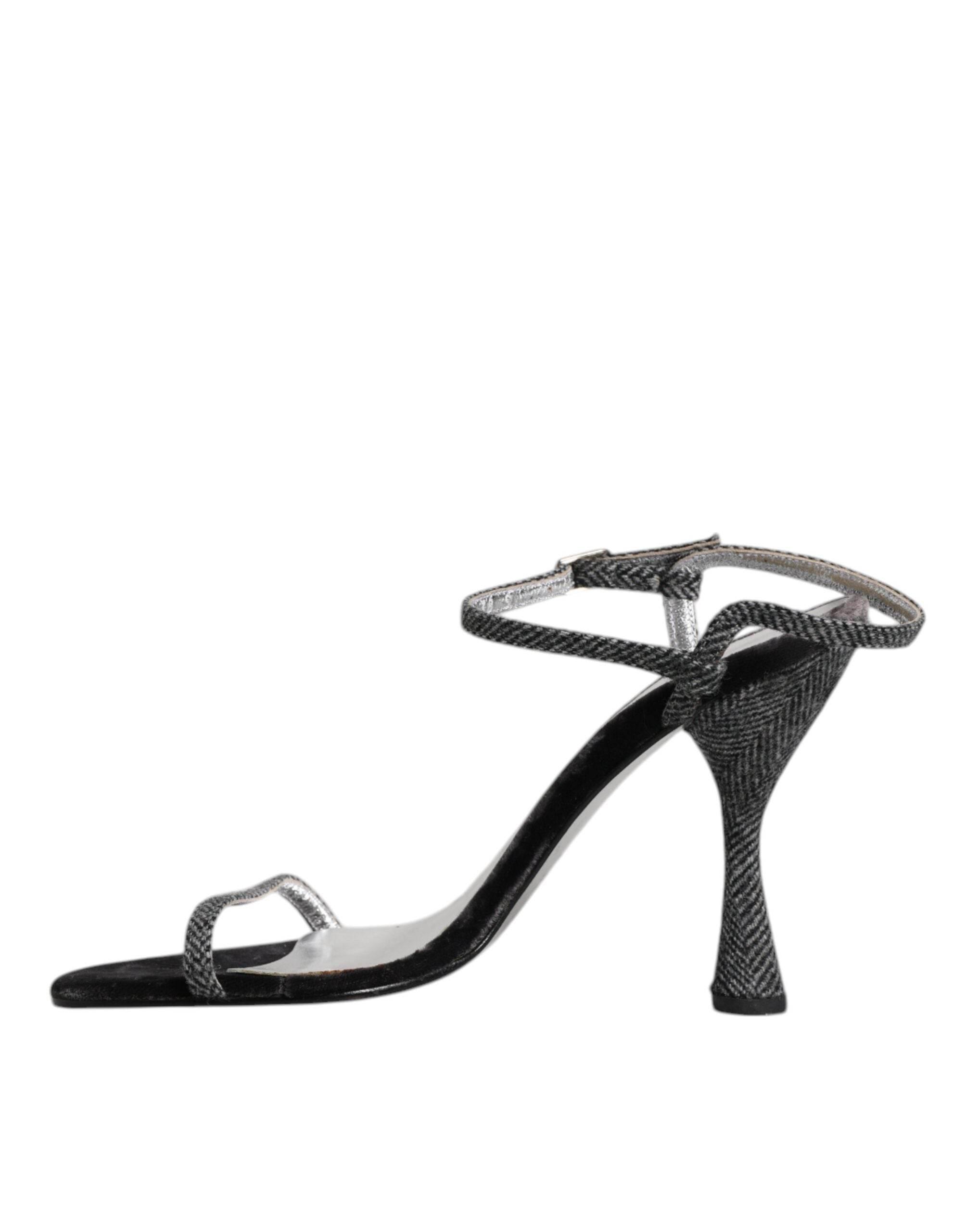 Dolce & Gabbana Black Ankle Strap High Heels Sandals Shoes - Hilstor