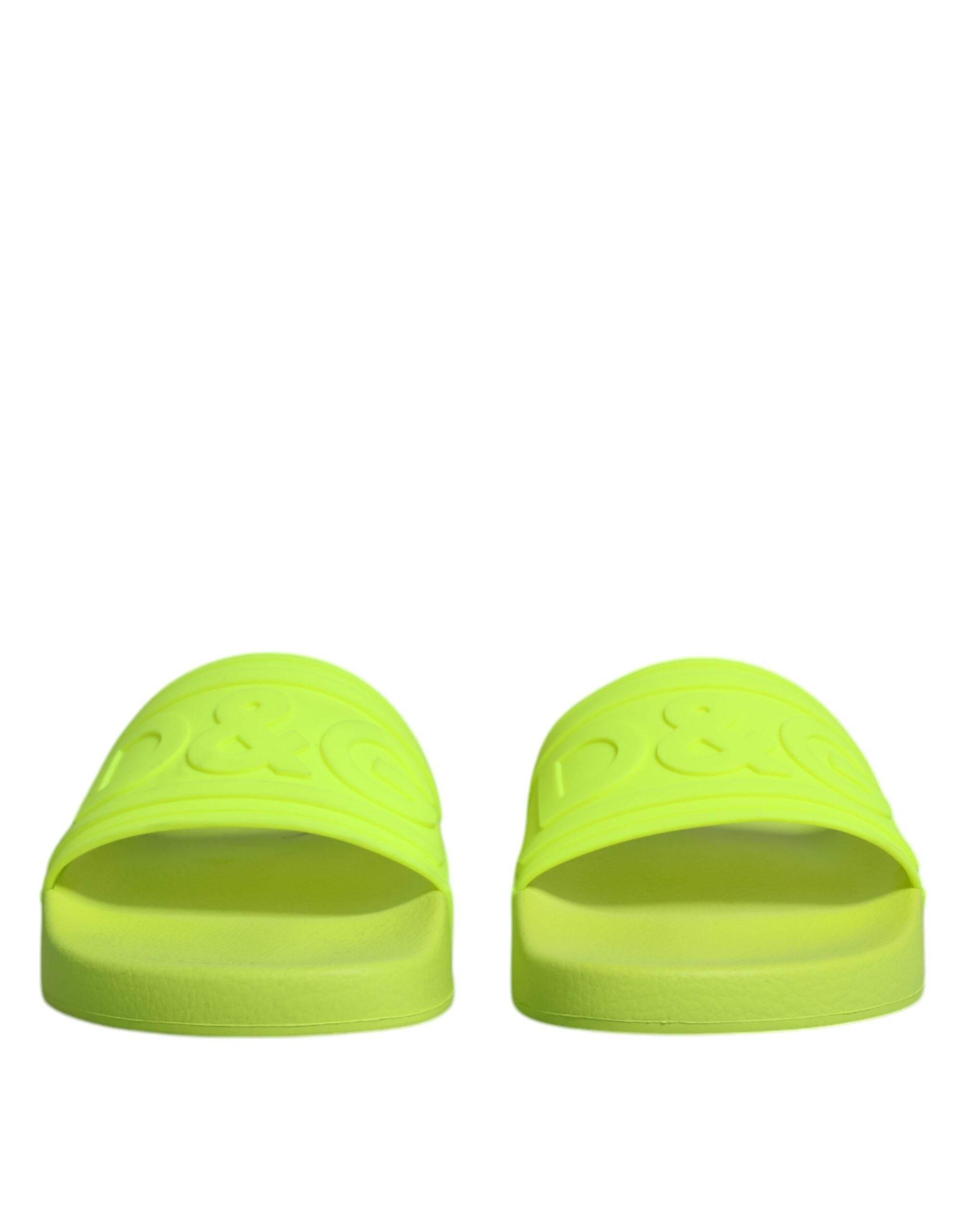 Dolce & Gabbana Green Rubber Slides Sandals Beachwear Shoes - Hilstor