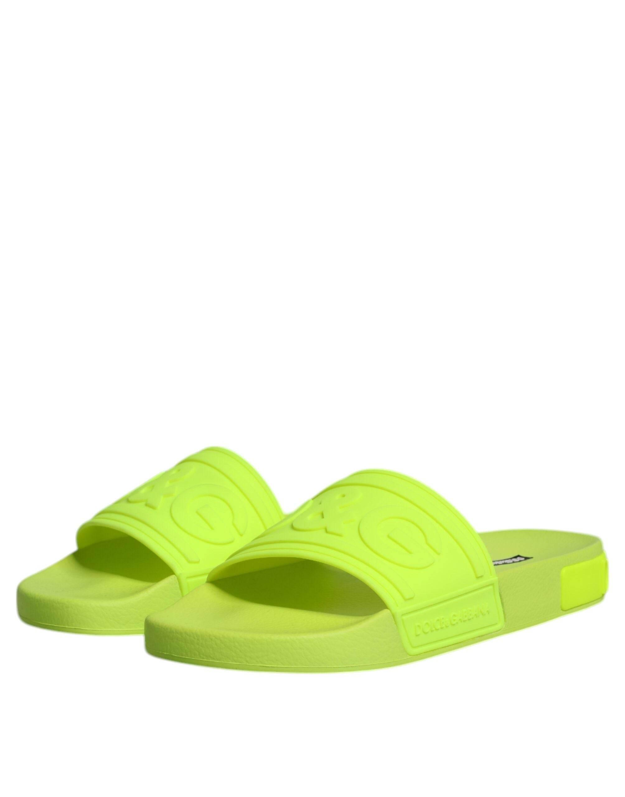 Dolce & Gabbana Green Rubber Slides Sandals Beachwear Shoes - Hilstor