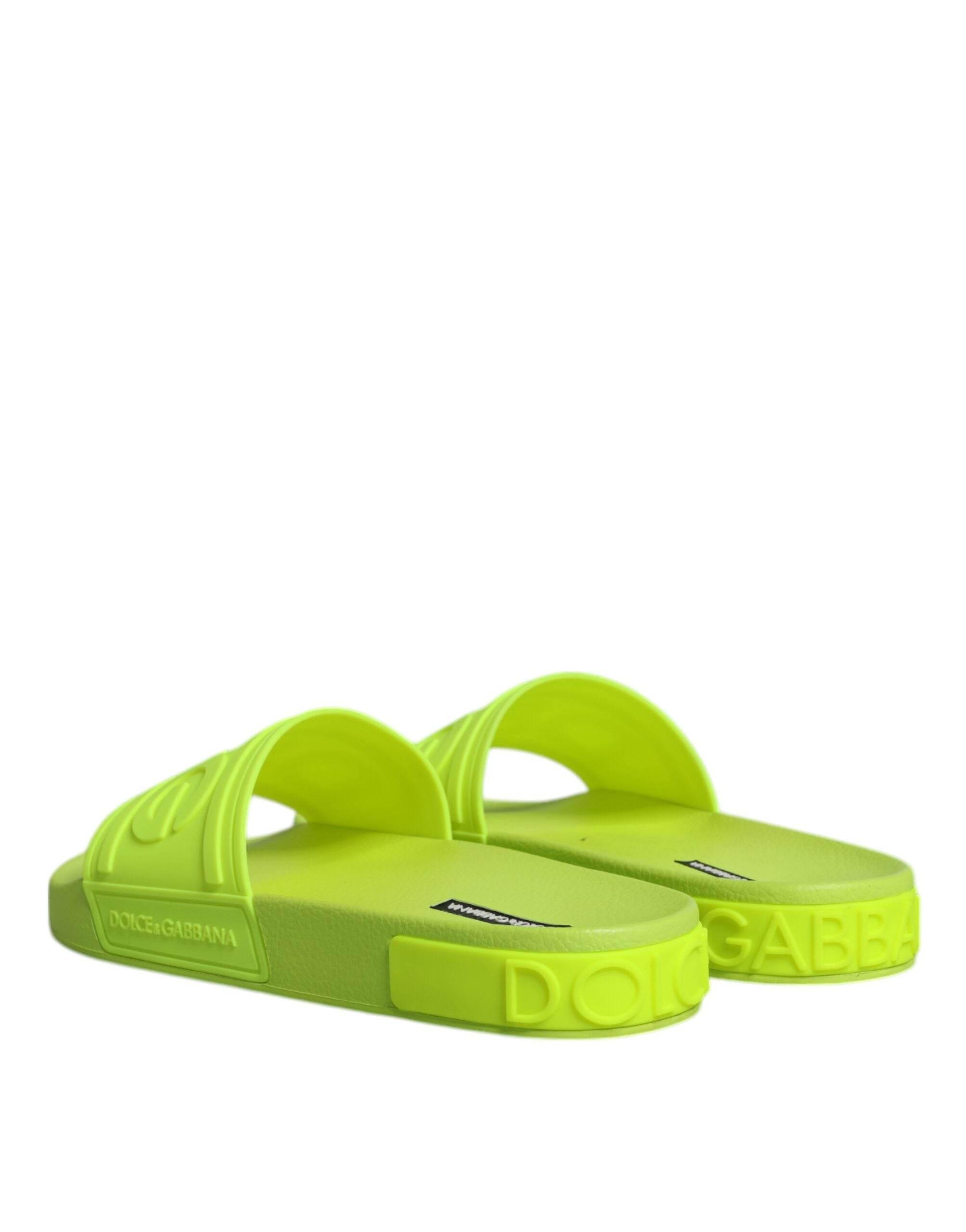 Dolce & Gabbana Green Rubber Slides Sandals Beachwear Shoes - Hilstor