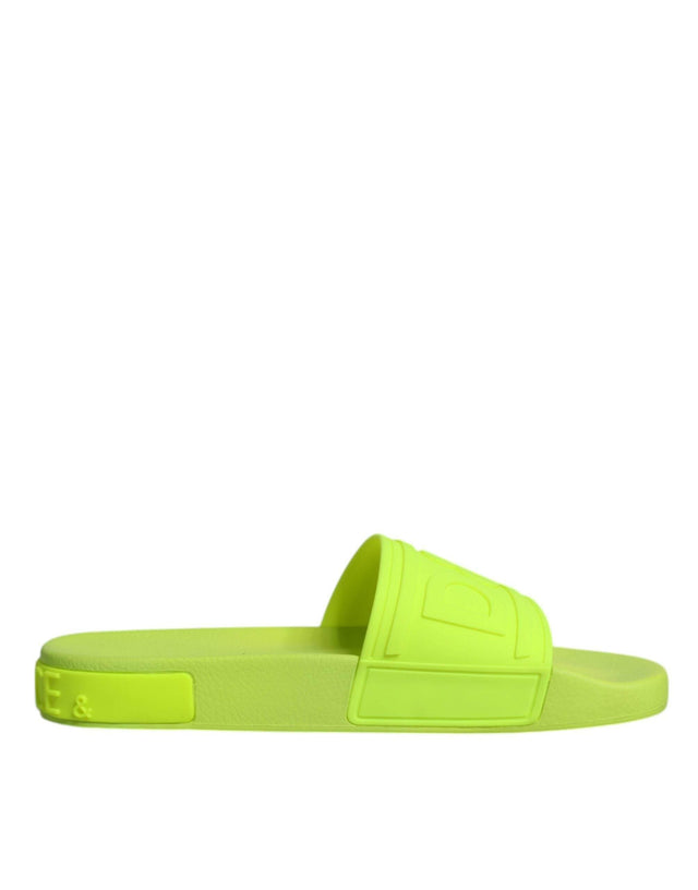 Dolce & Gabbana Green Rubber Slides Sandals Beachwear Shoes - Hilstor
