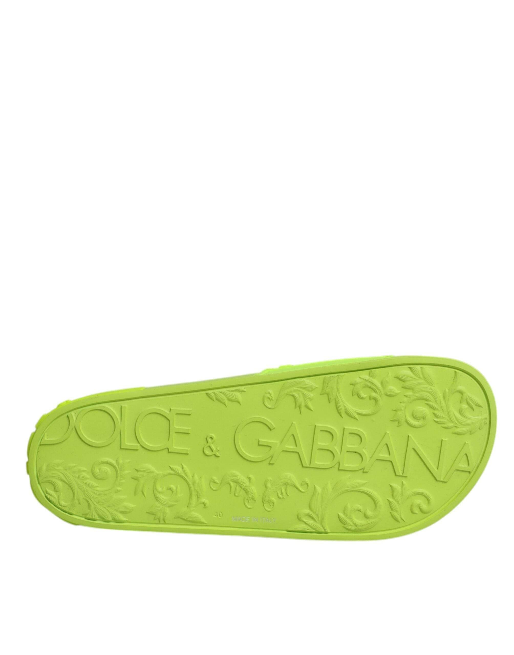 Dolce & Gabbana Green Rubber Slides Sandals Beachwear Shoes - Hilstor