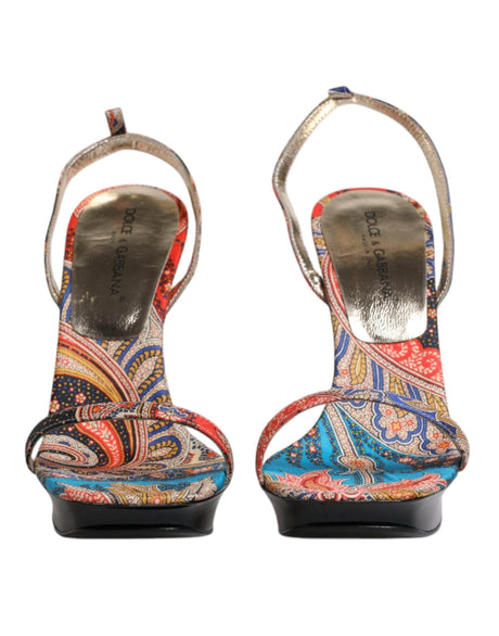 Dolce & Gabbana Multicolor Floral High Heels Sandals Shoes - Hilstor