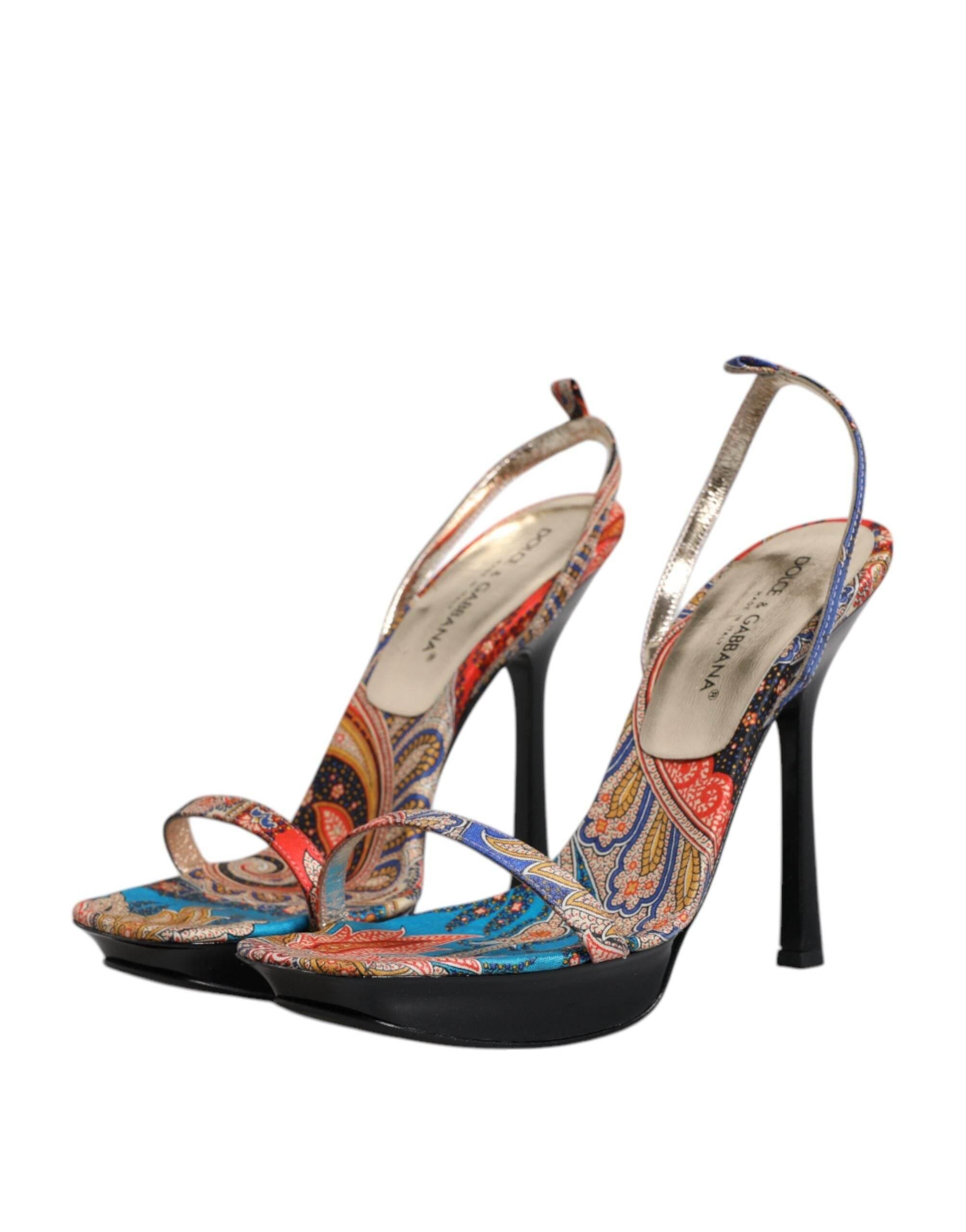 Dolce & Gabbana Multicolor Floral High Heels Sandals Shoes - Hilstor