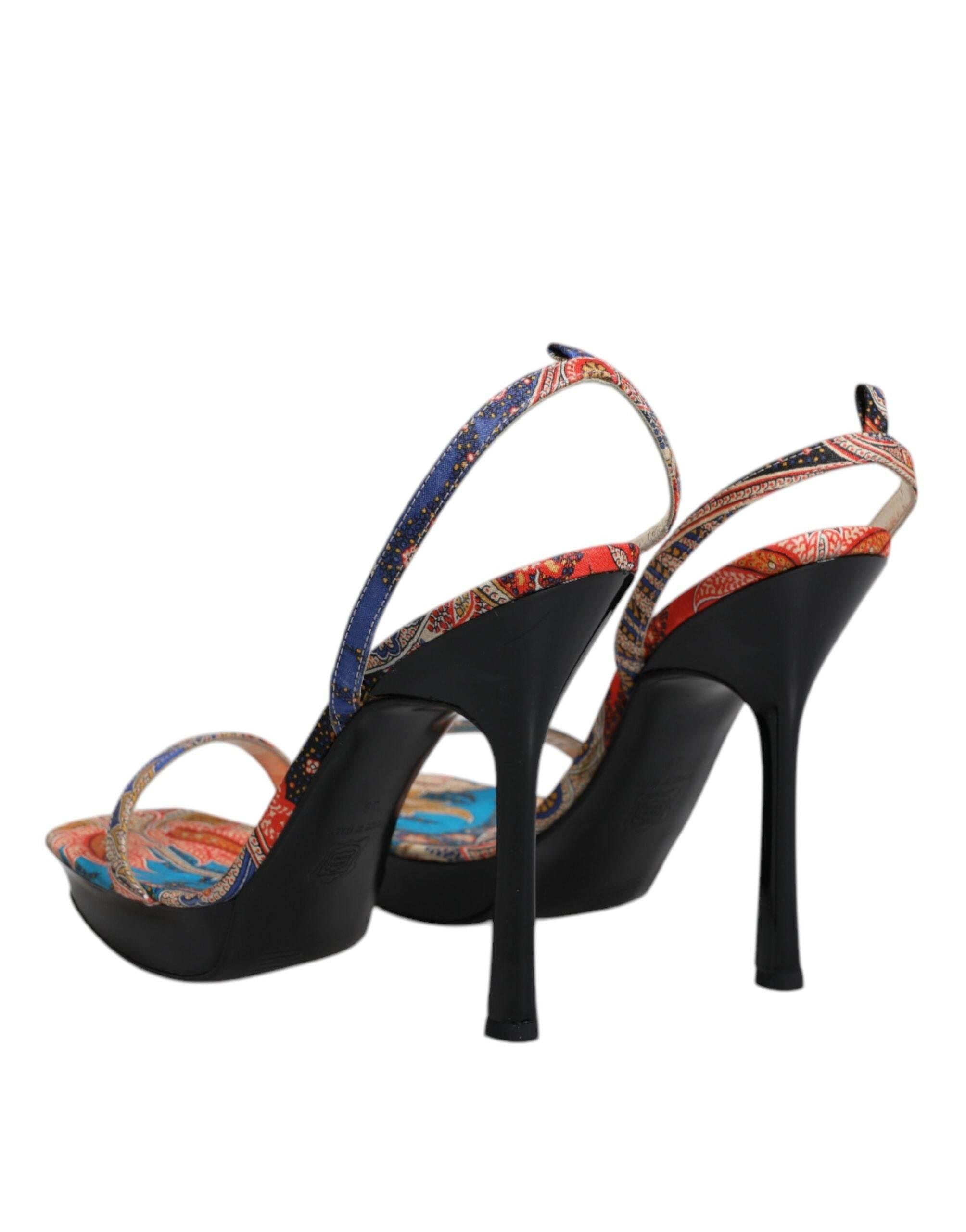 Dolce & Gabbana Multicolor Floral High Heels Sandals Shoes - Hilstor