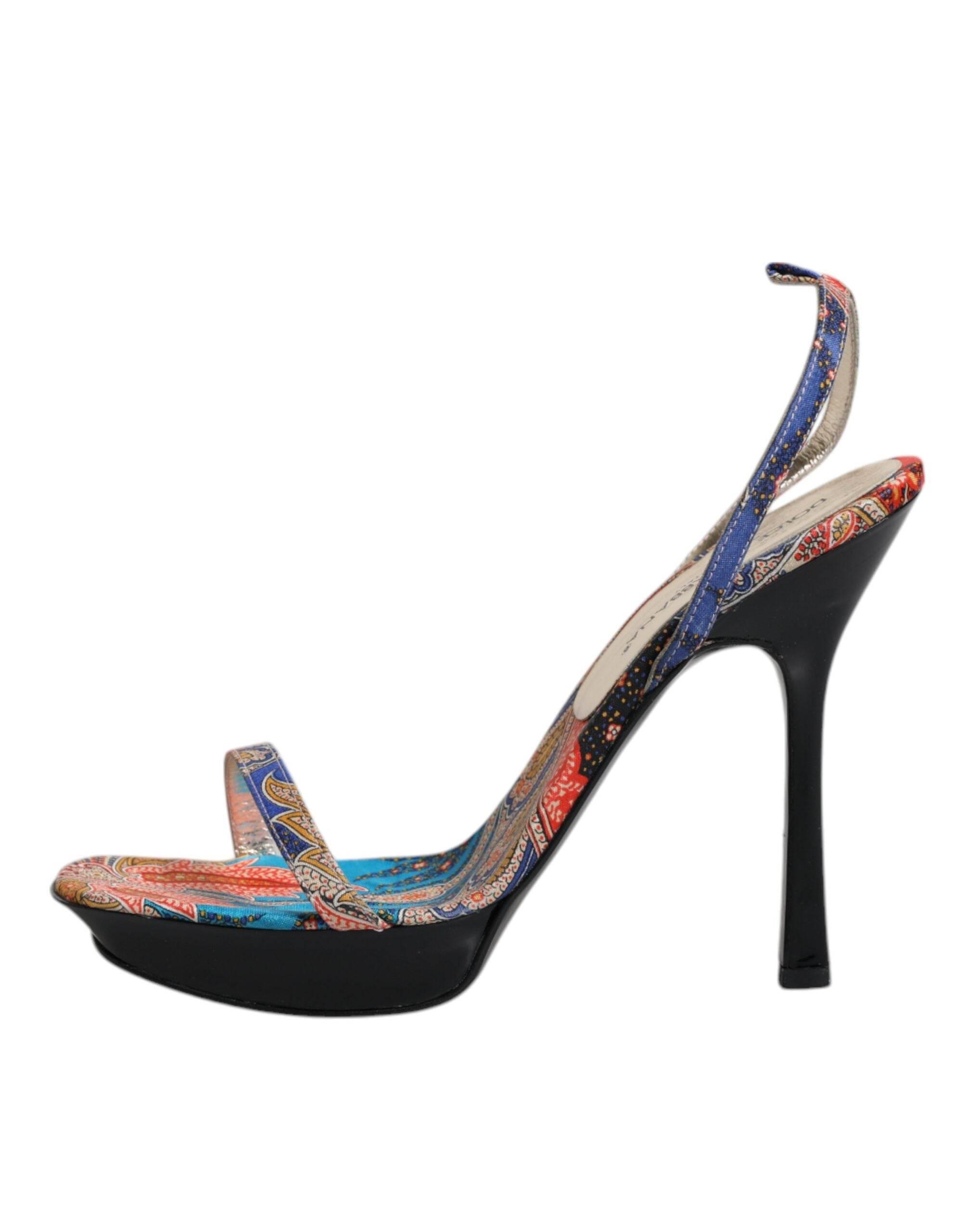 Dolce & Gabbana Multicolor Floral High Heels Sandals Shoes - Hilstor