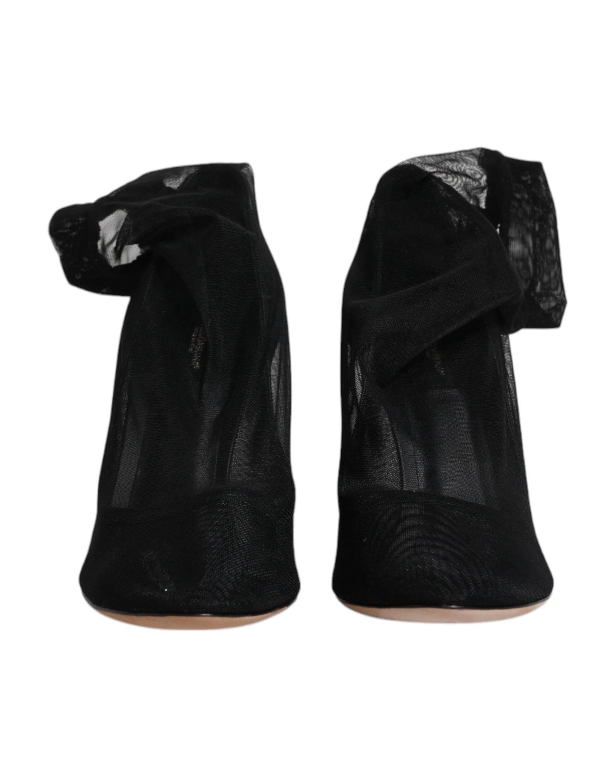 Dolce & Gabbana Black Nylon Mesh Sock Style Boots Shoes - Hilstor