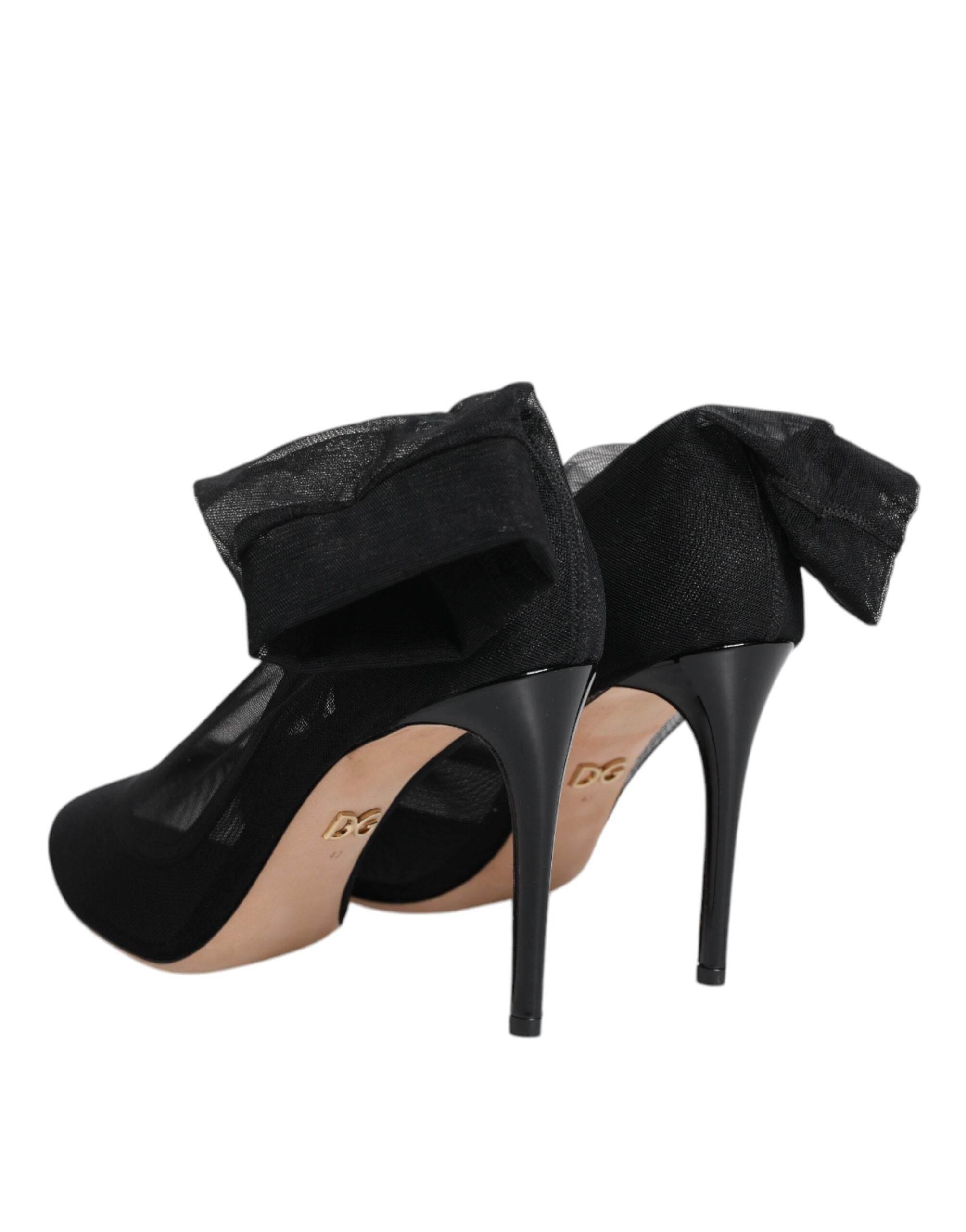 Dolce & Gabbana Black Nylon Mesh Sock Style Boots Shoes - Hilstor