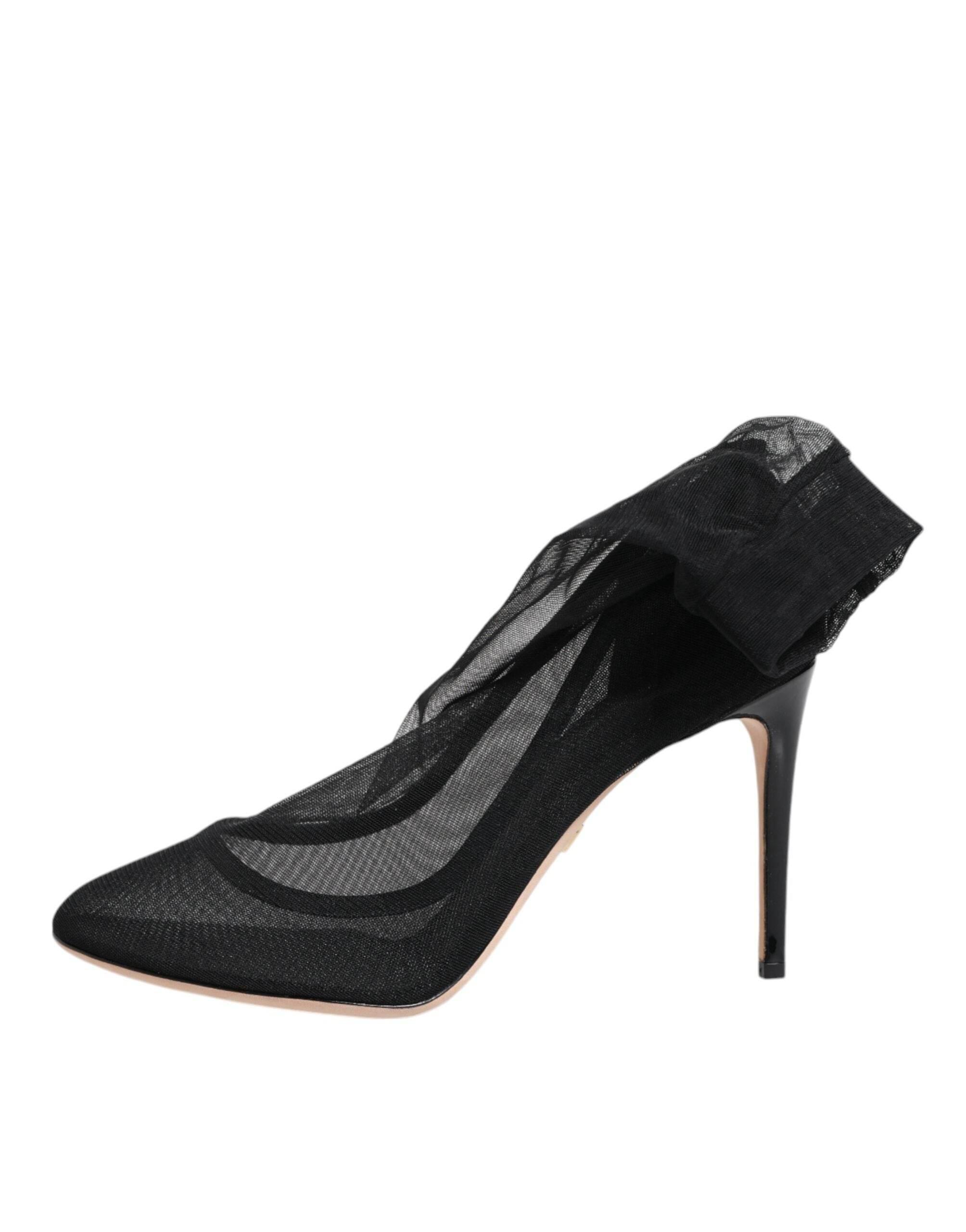 Dolce & Gabbana Black Nylon Mesh Sock Style Boots Shoes - Hilstor