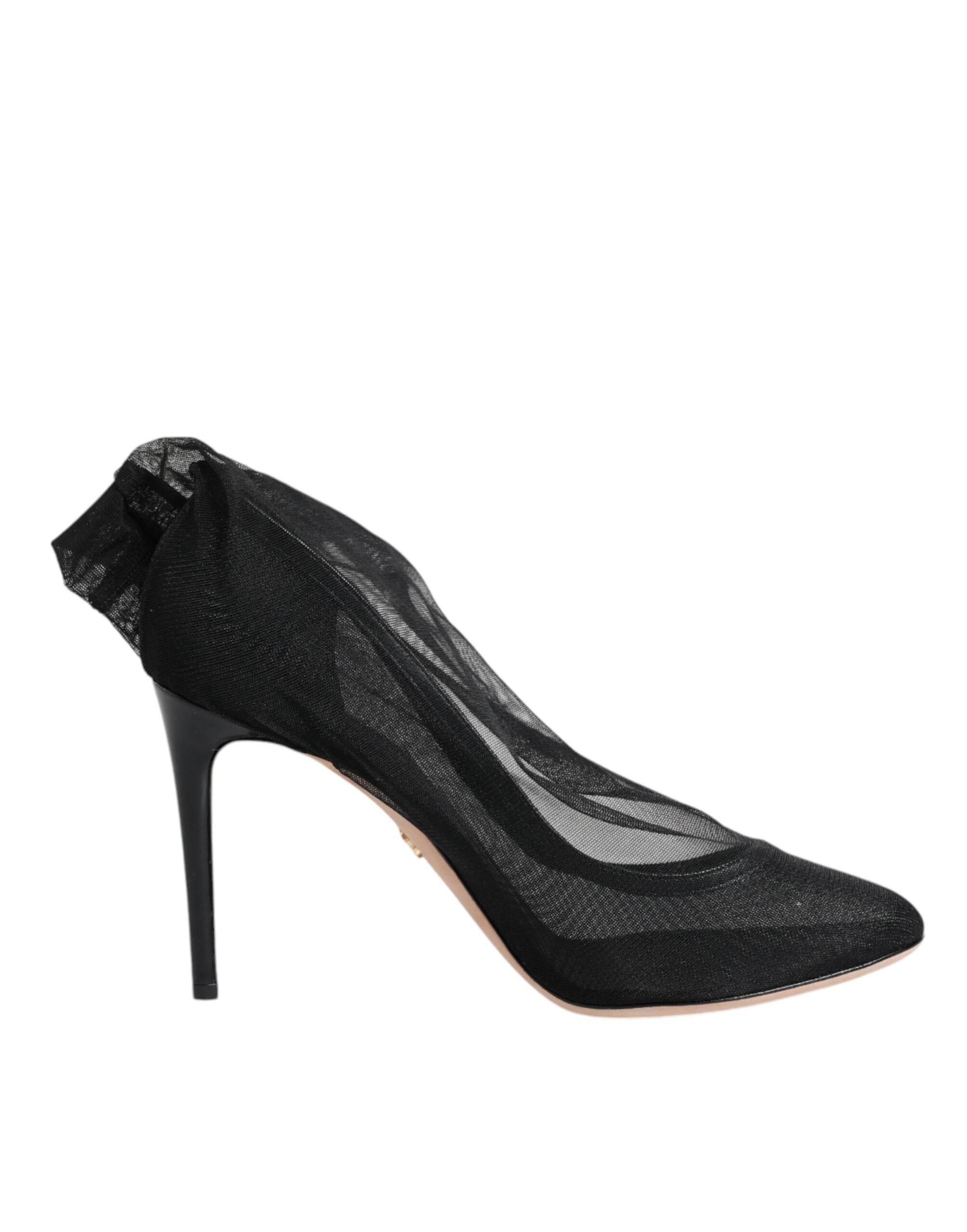 Dolce & Gabbana Black Nylon Mesh Sock Style Boots Shoes - Hilstor
