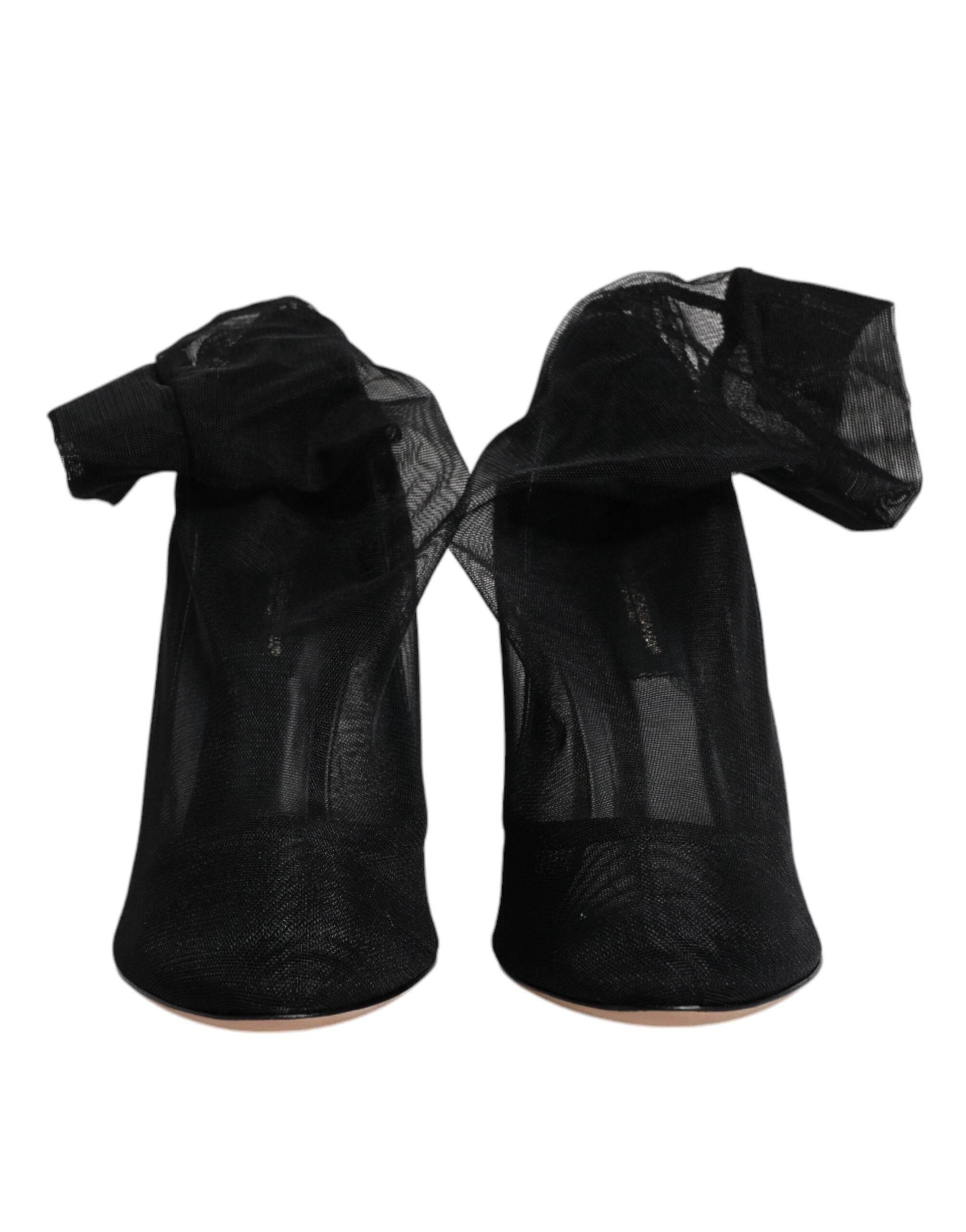 Dolce & Gabbana Black Nylon Mesh Sock Style Boots Shoes - Hilstor