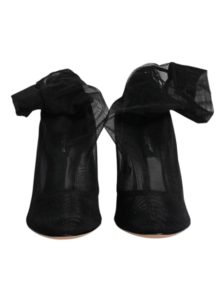 Dolce & Gabbana Black Nylon Mesh Sock Style Boots Shoes - Hilstor