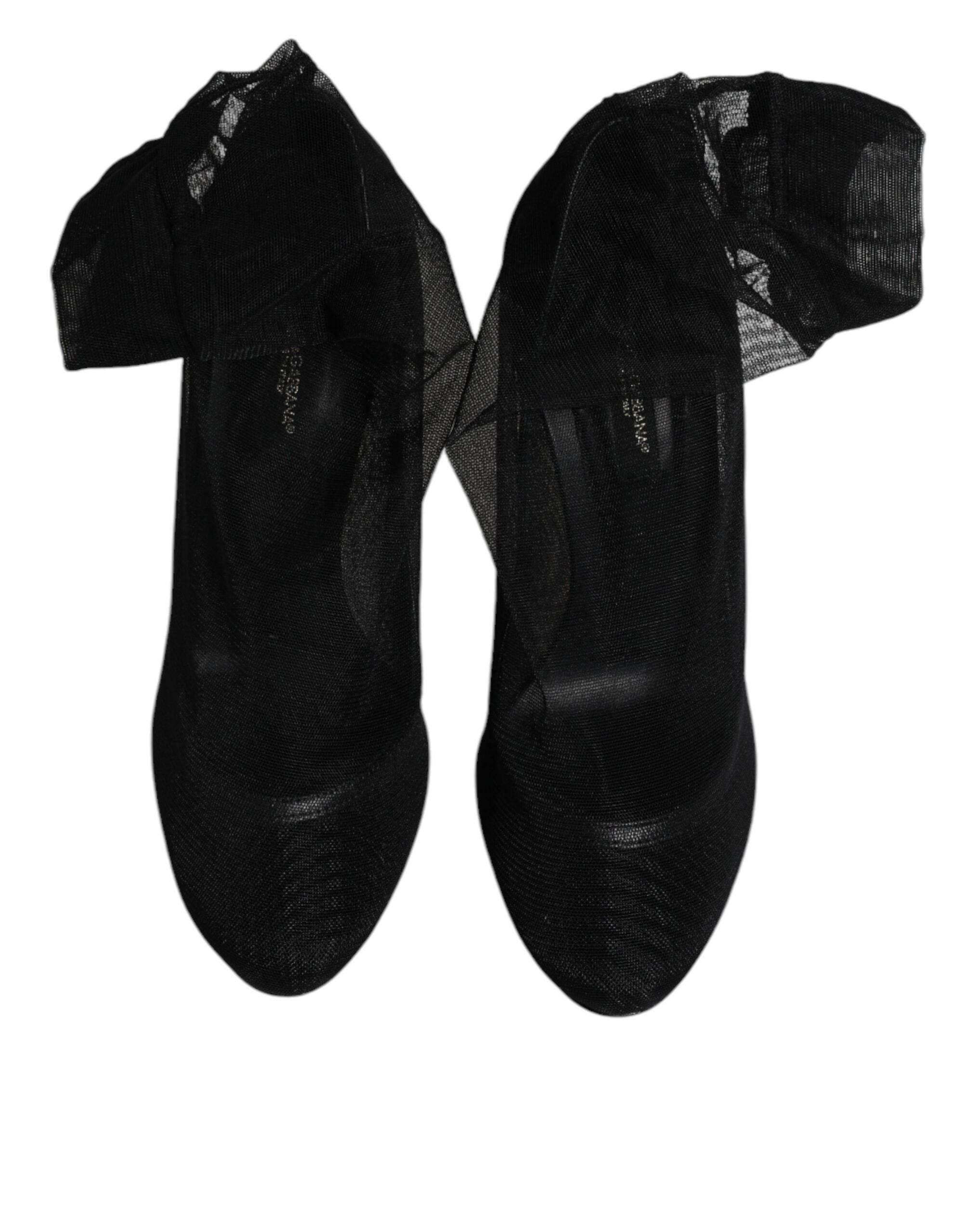 Dolce & Gabbana Black Nylon Mesh Sock Style Boots Shoes - Hilstor