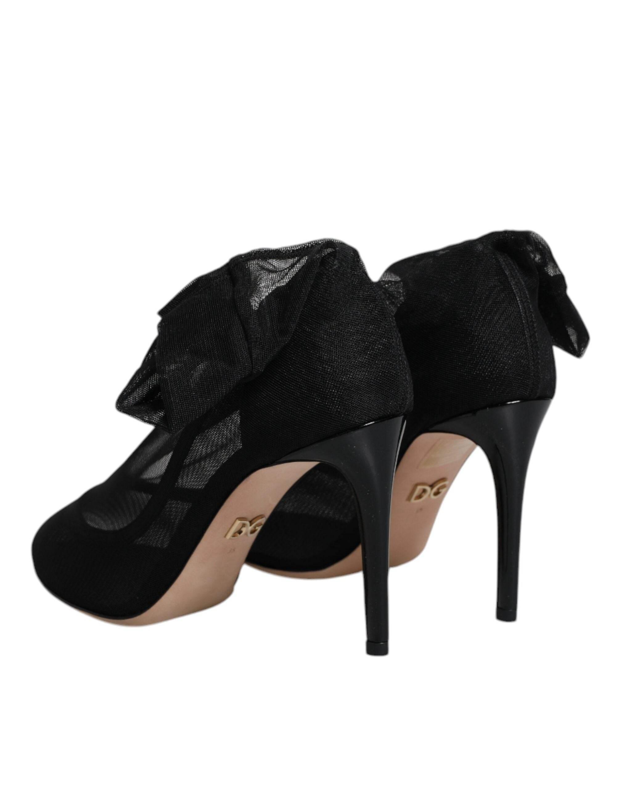 Dolce & Gabbana Black Nylon Mesh Sock Style Boots Shoes - Hilstor