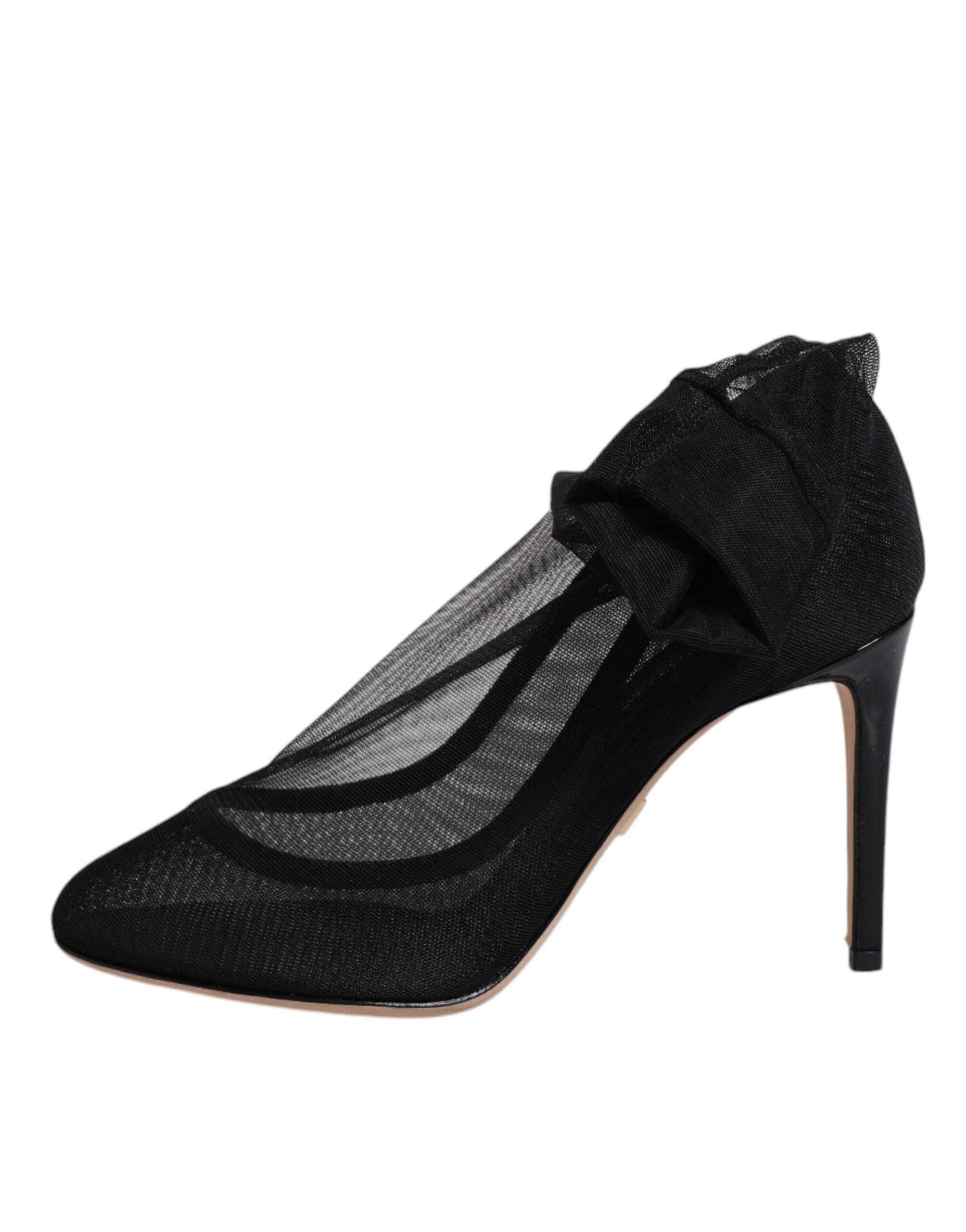Dolce & Gabbana Black Nylon Mesh Sock Style Boots Shoes - Hilstor