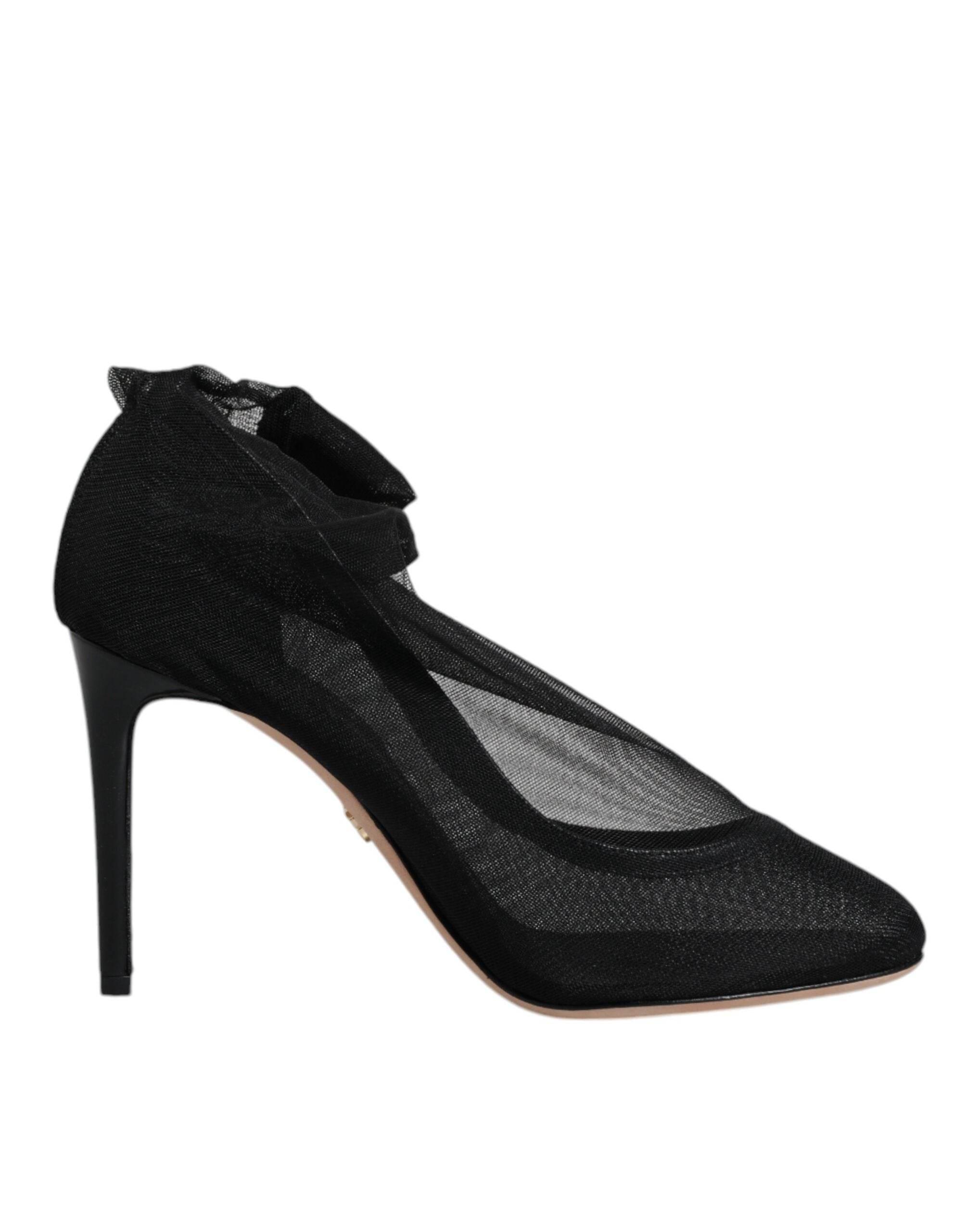 Dolce & Gabbana Black Nylon Mesh Sock Style Boots Shoes - Hilstor