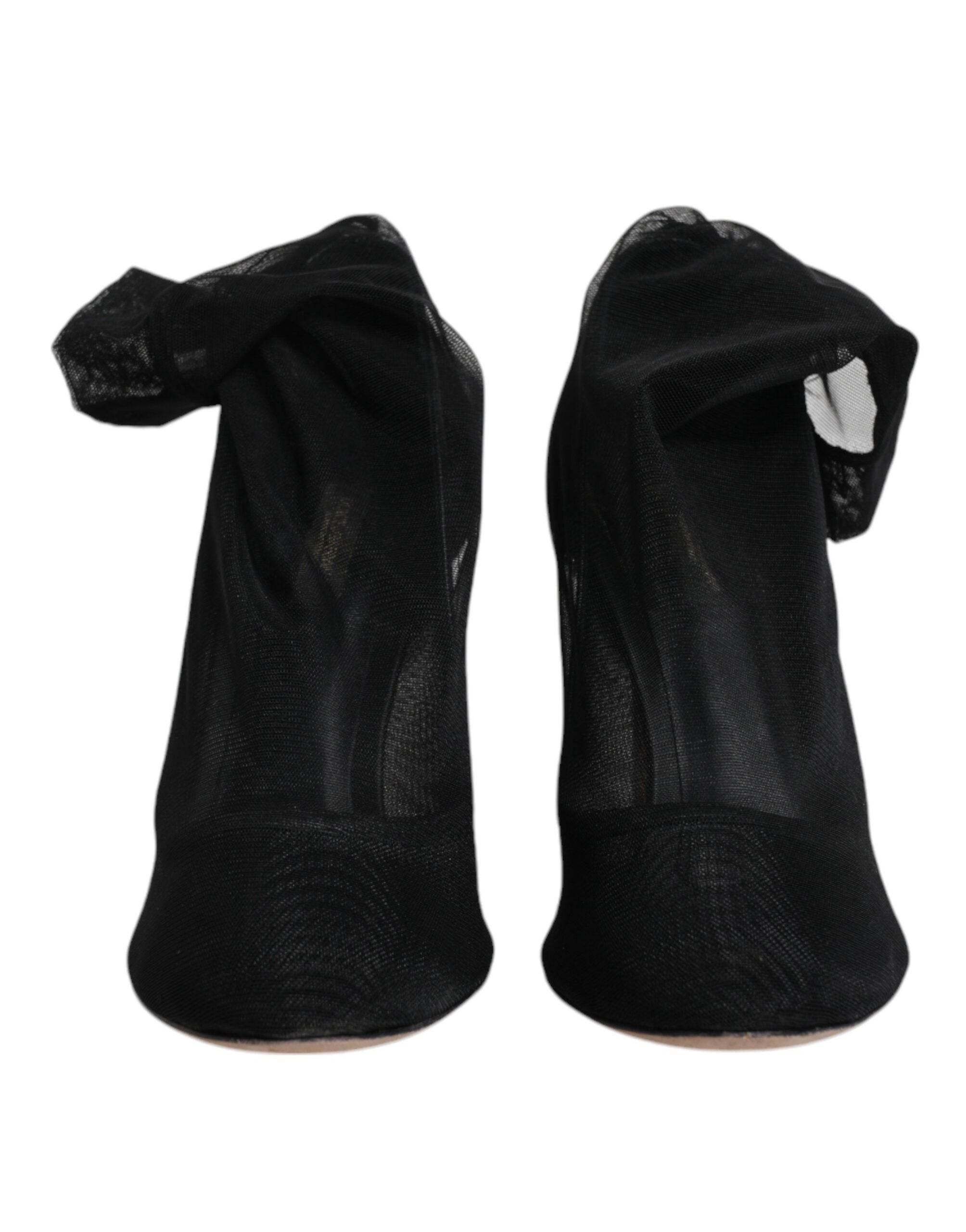 Dolce & Gabbana Black Nylon Mesh Sock Style Boots Shoes - Hilstor