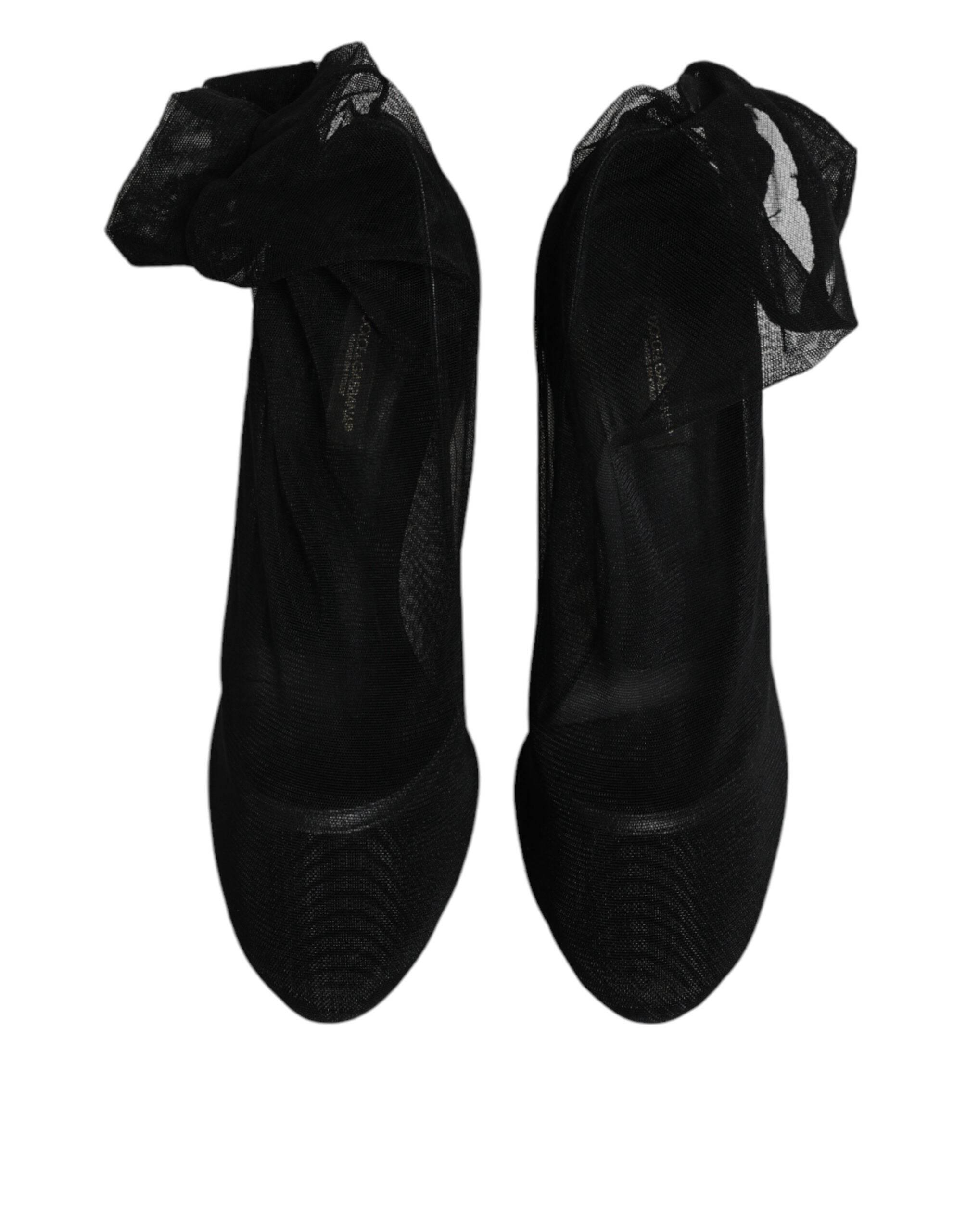 Dolce & Gabbana Black Nylon Mesh Sock Style Boots Shoes - Hilstor