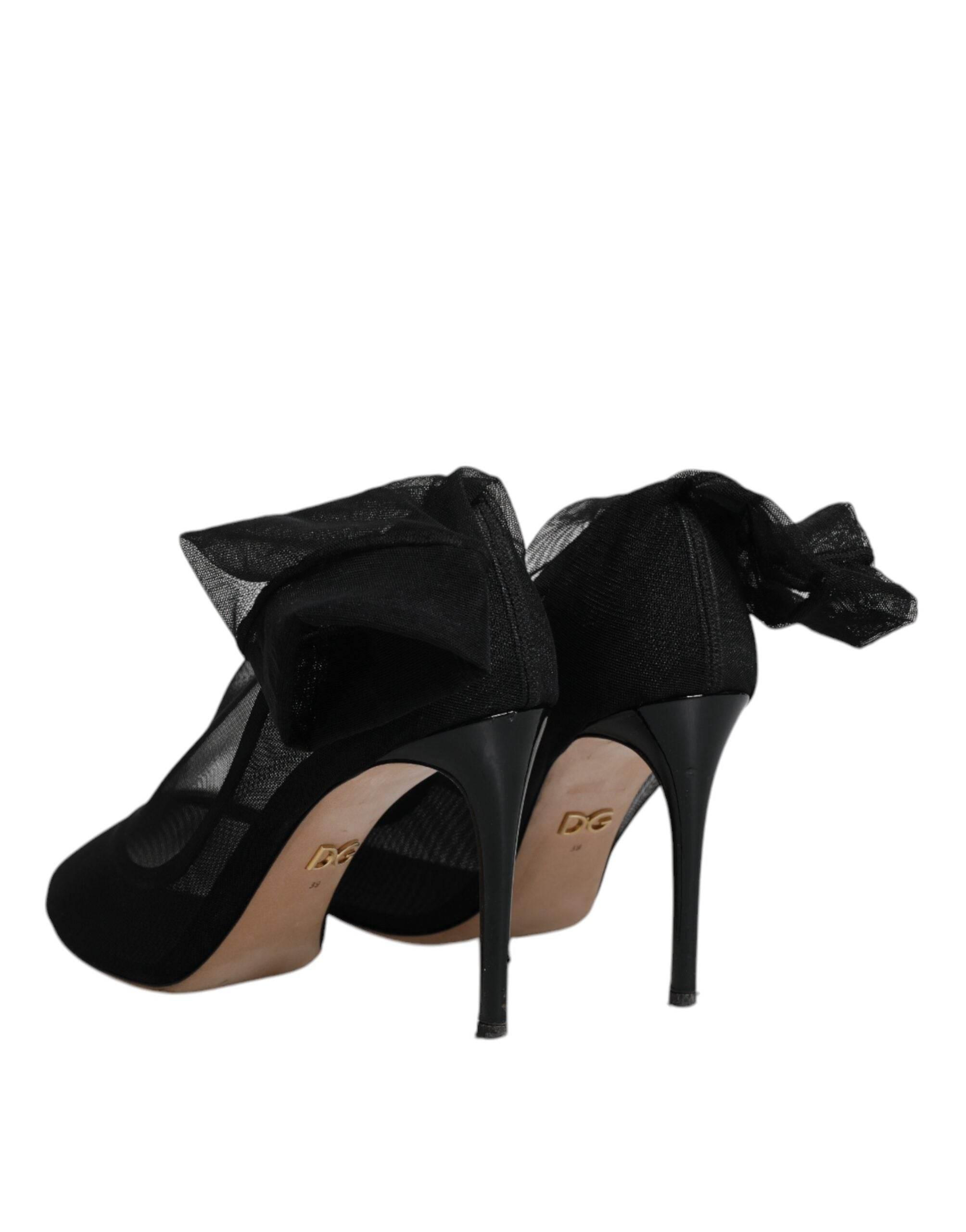 Dolce & Gabbana Black Nylon Mesh Sock Style Boots Shoes - Hilstor
