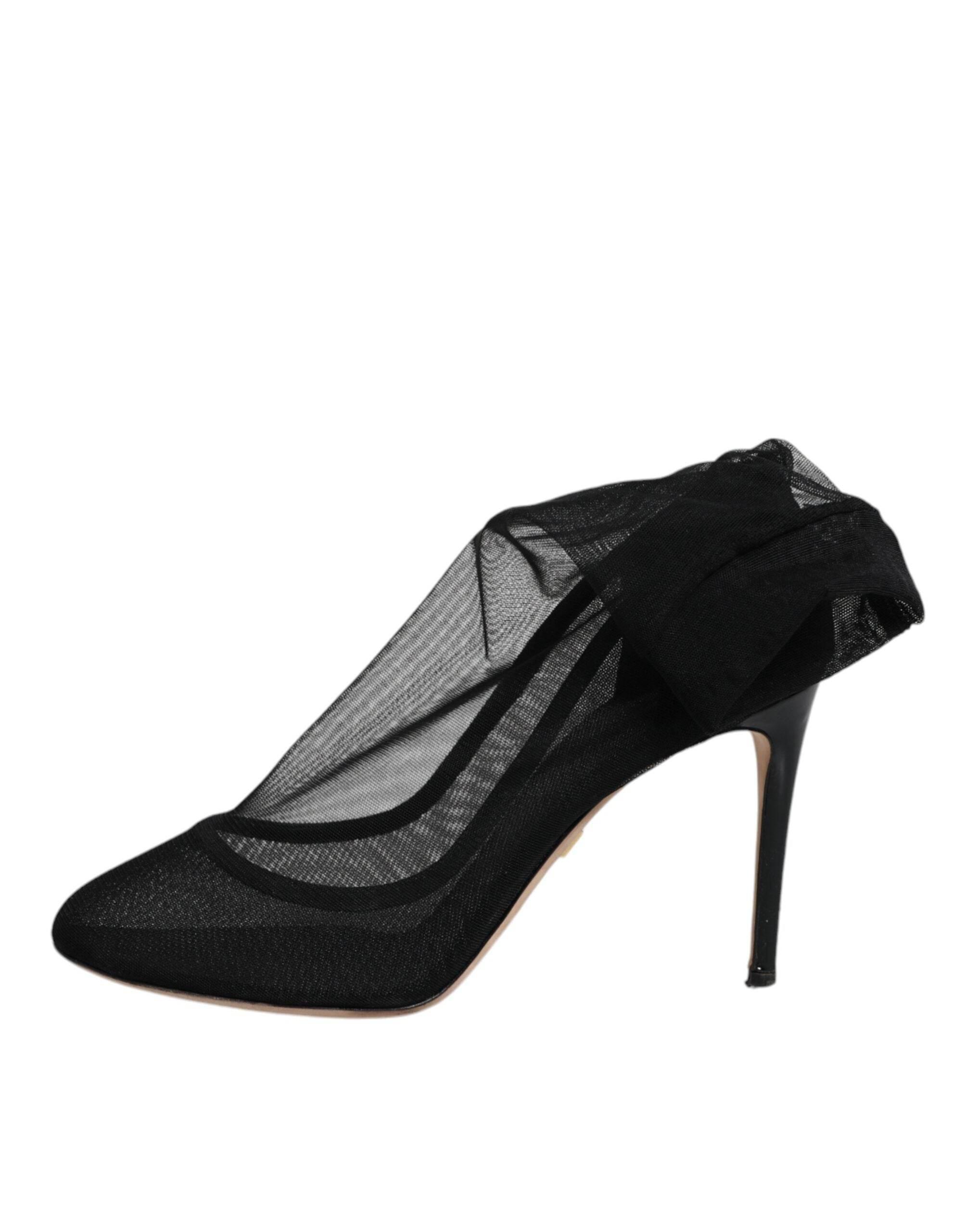 Dolce & Gabbana Black Nylon Mesh Sock Style Boots Shoes - Hilstor