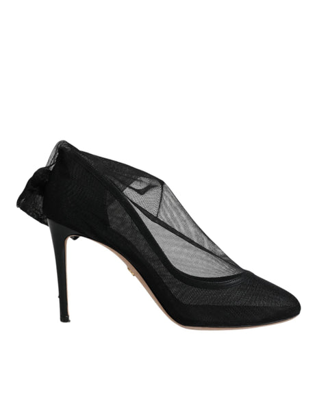 Dolce & Gabbana Black Nylon Mesh Sock Style Boots Shoes - Hilstor