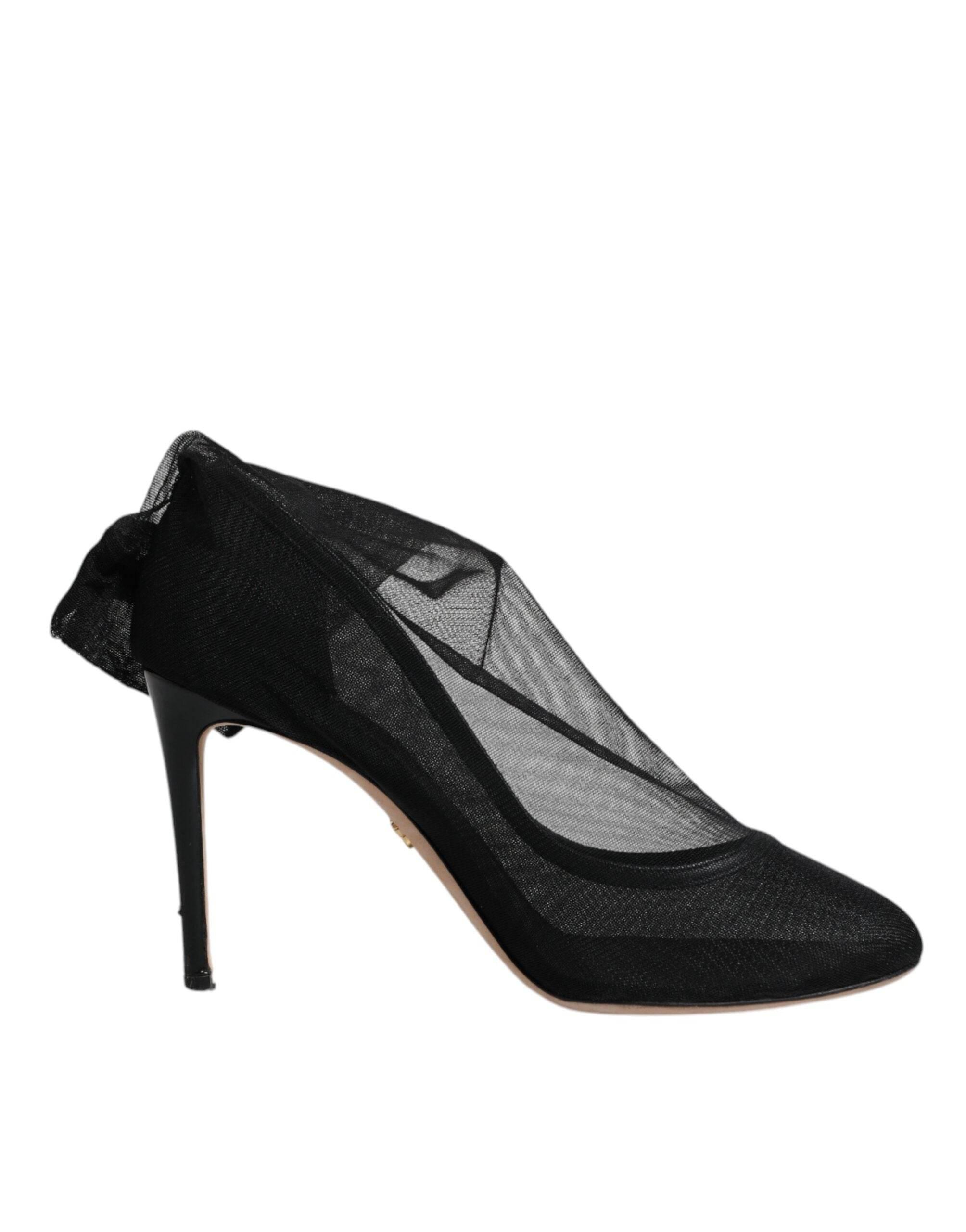Dolce & Gabbana Black Nylon Mesh Sock Style Boots Shoes - Hilstor