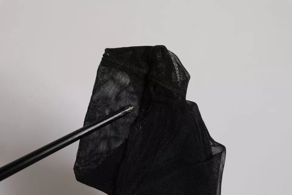 Dolce & Gabbana Black Nylon Mesh Sock Style Boots Shoes