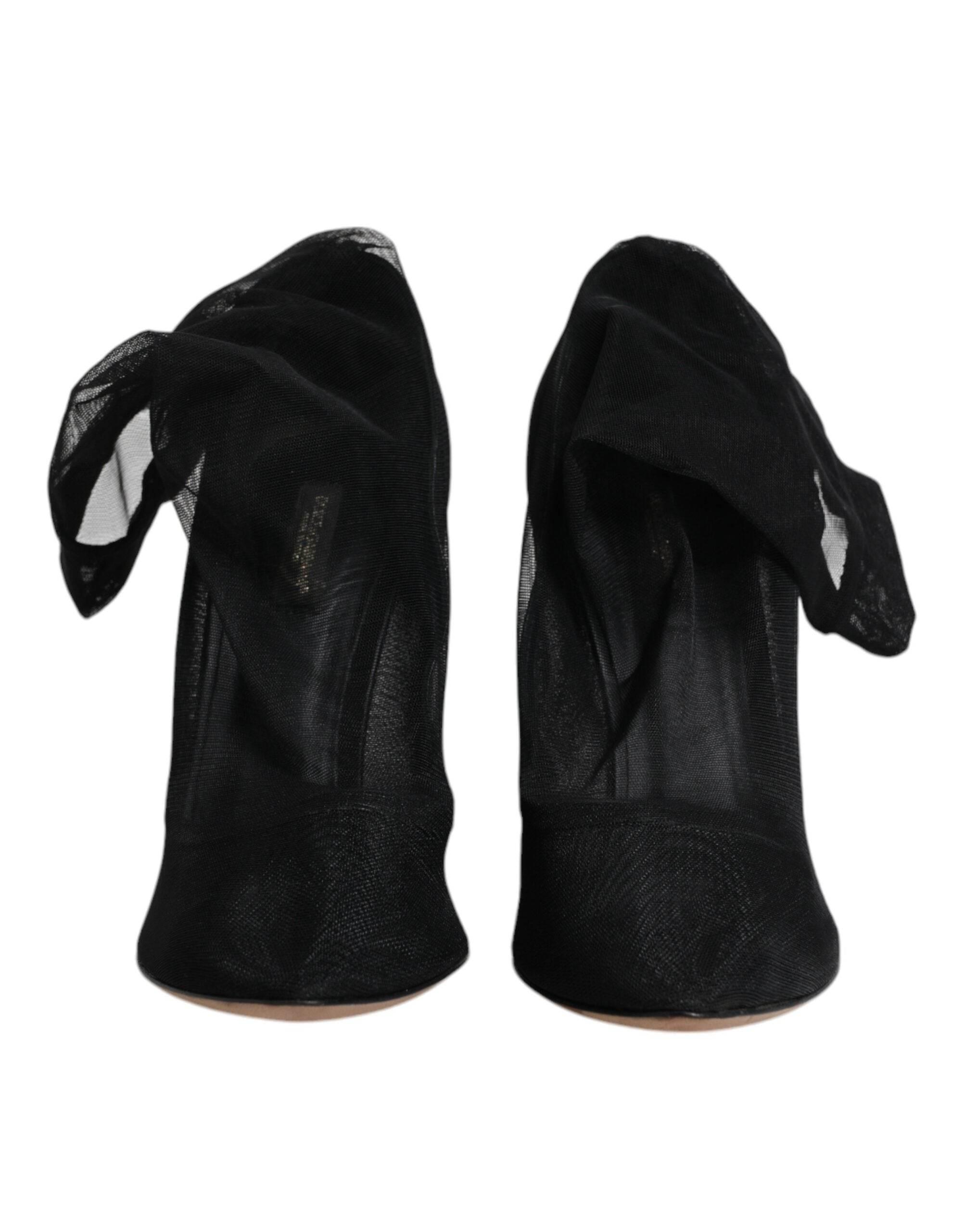 Dolce & Gabbana Black Nylon Mesh Sock Style Boots Shoes - Hilstor