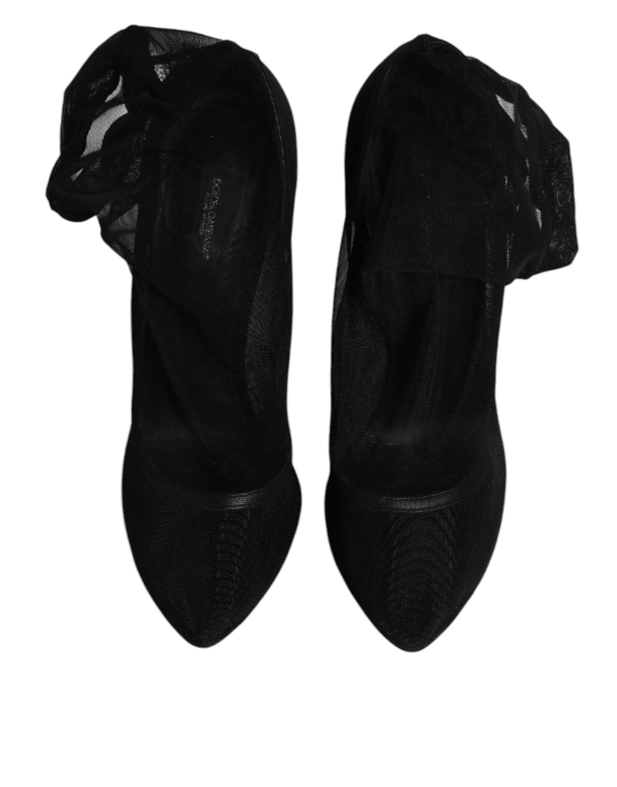 Dolce & Gabbana Black Nylon Mesh Sock Style Boots Shoes - Hilstor
