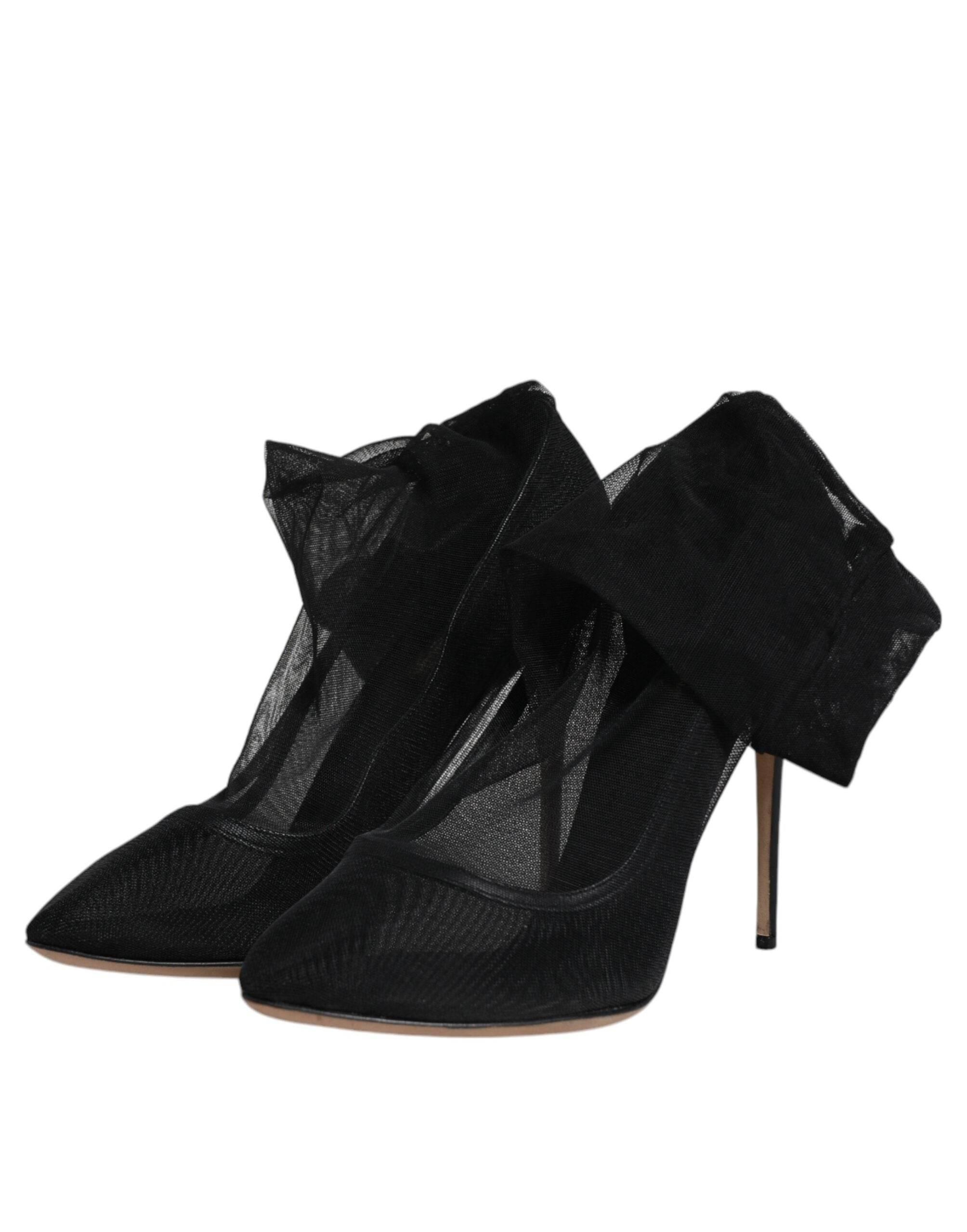 Dolce & Gabbana Black Nylon Mesh Sock Style Boots Shoes - Hilstor