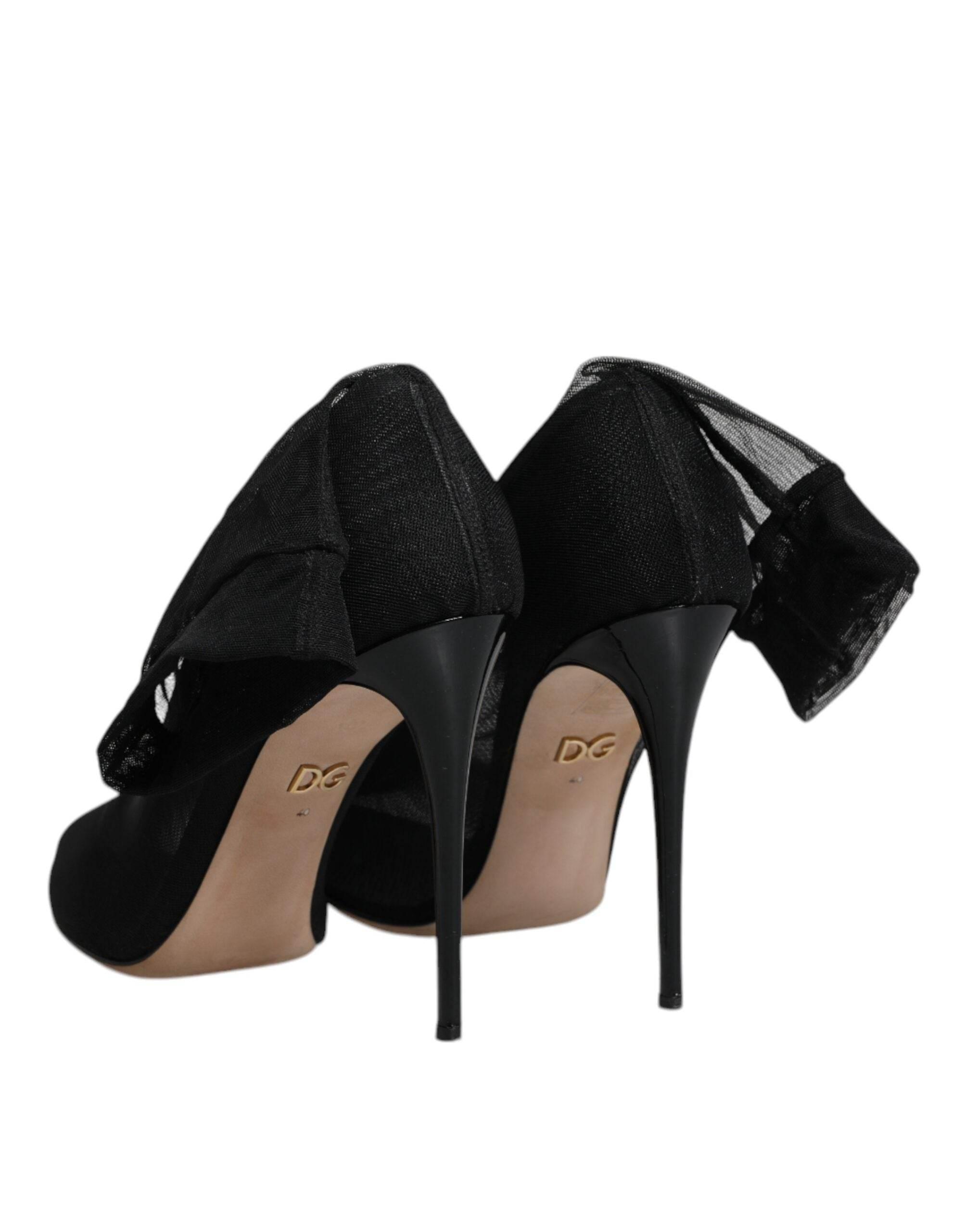 Dolce & Gabbana Black Nylon Mesh Sock Style Boots Shoes - Hilstor
