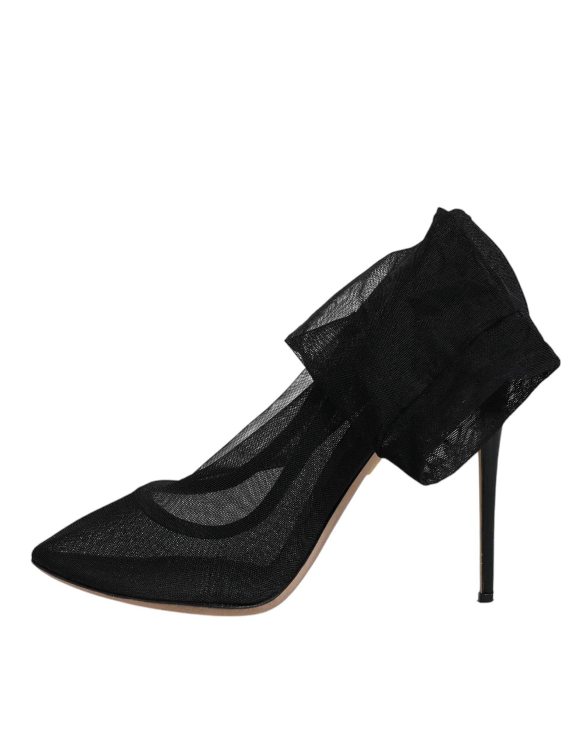 Dolce & Gabbana Black Nylon Mesh Sock Style Boots Shoes - Hilstor