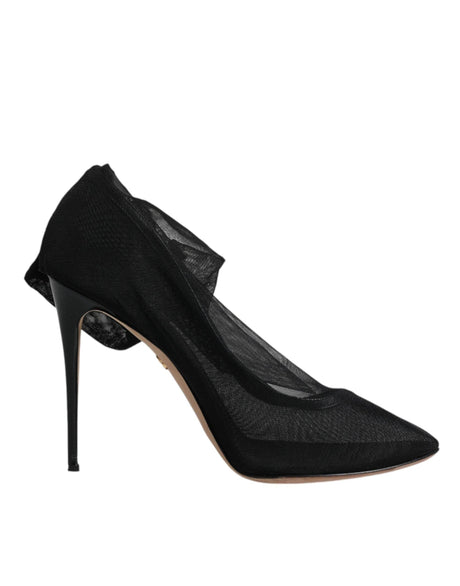 Dolce & Gabbana Black Nylon Mesh Sock Style Boots Shoes - Hilstor