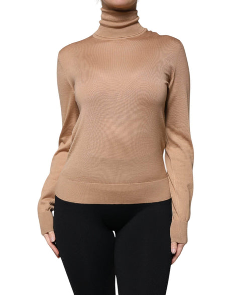 Dolce & Gabbana Brown Turtleneck Long Sleeve Pullover Sweater - Hilstor