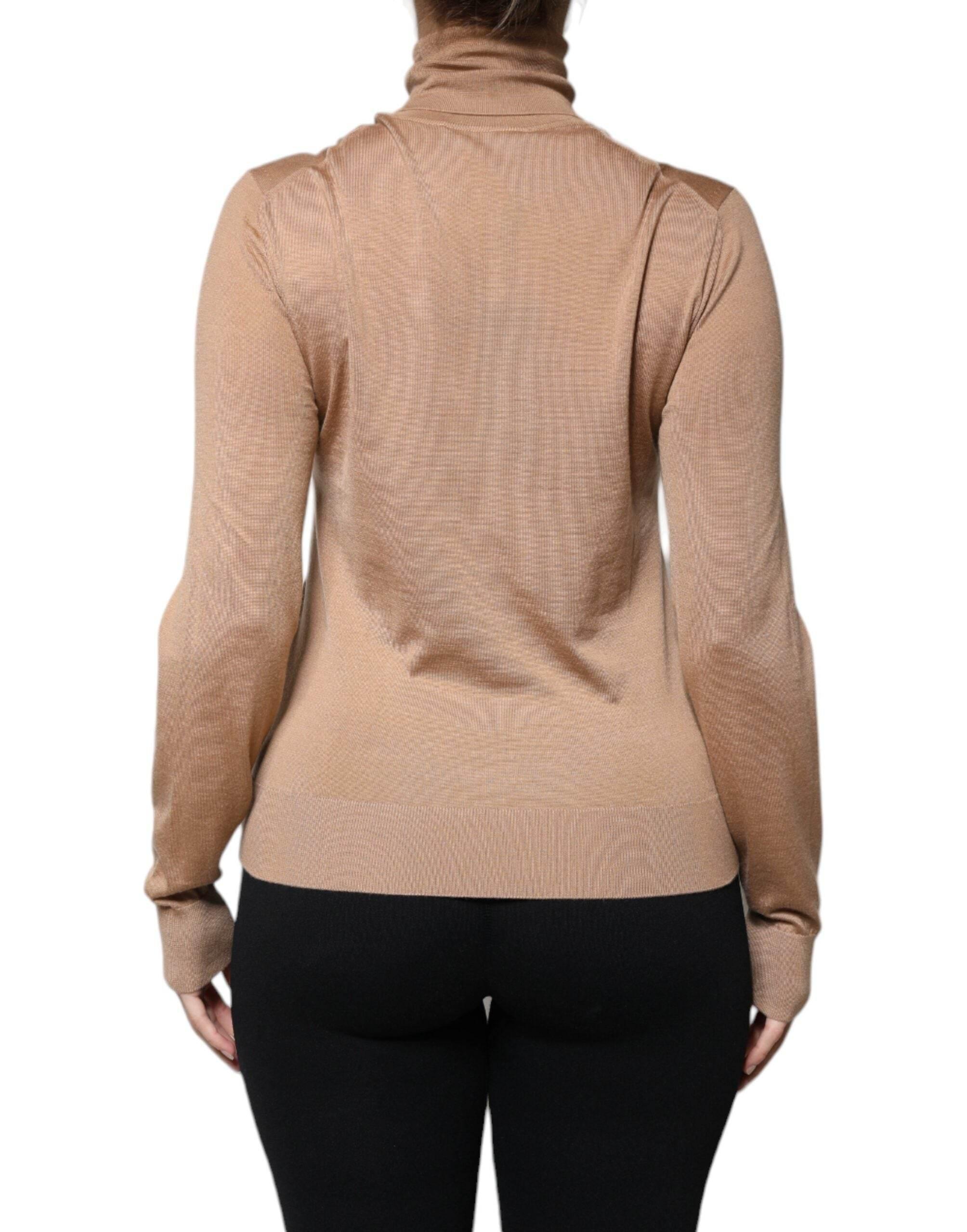 Dolce & Gabbana Brown Turtleneck Long Sleeve Pullover Sweater - Hilstor