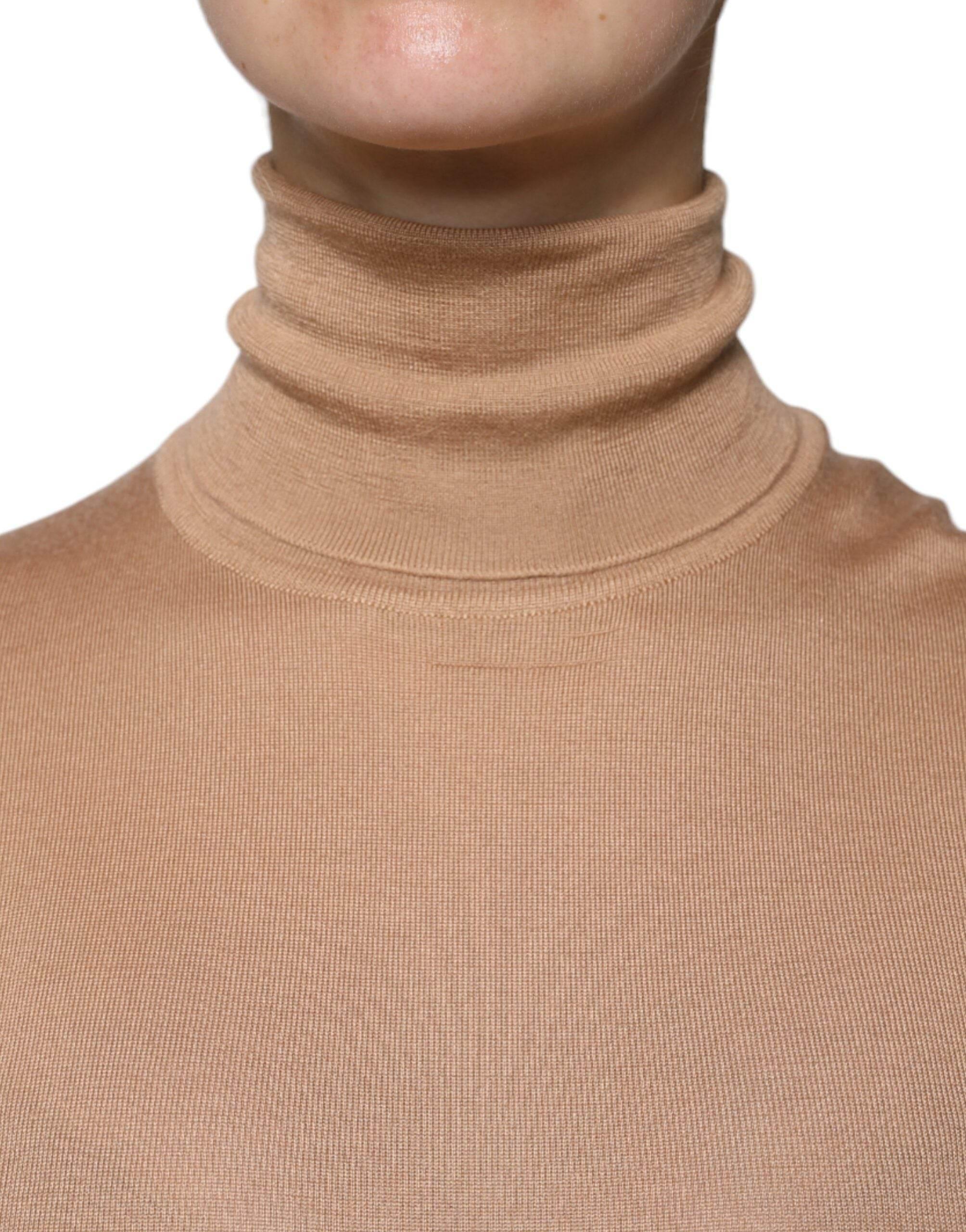 Dolce & Gabbana Brown Turtleneck Long Sleeve Pullover Sweater - Hilstor