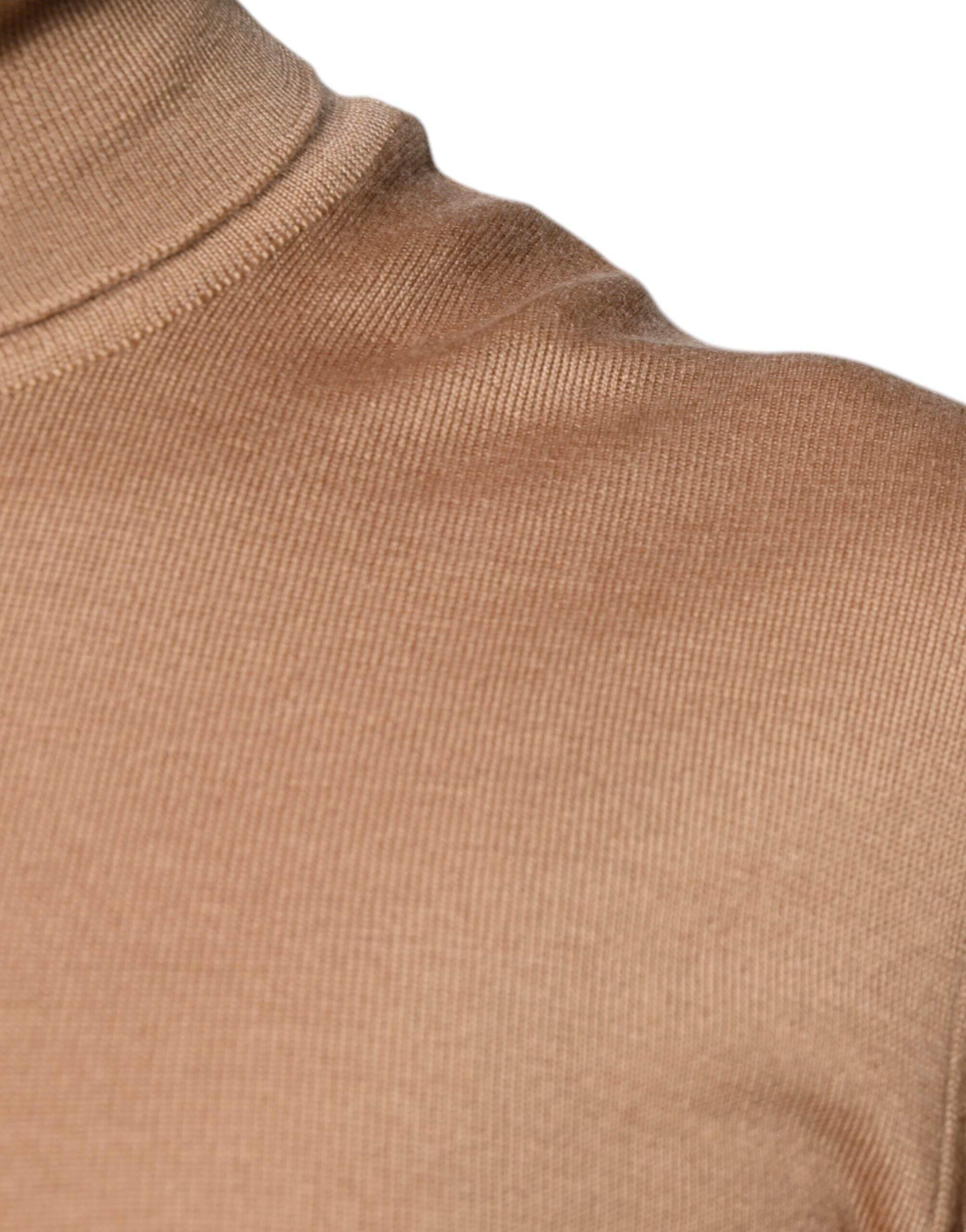 Dolce & Gabbana Brown Turtleneck Long Sleeve Pullover Sweater - Hilstor