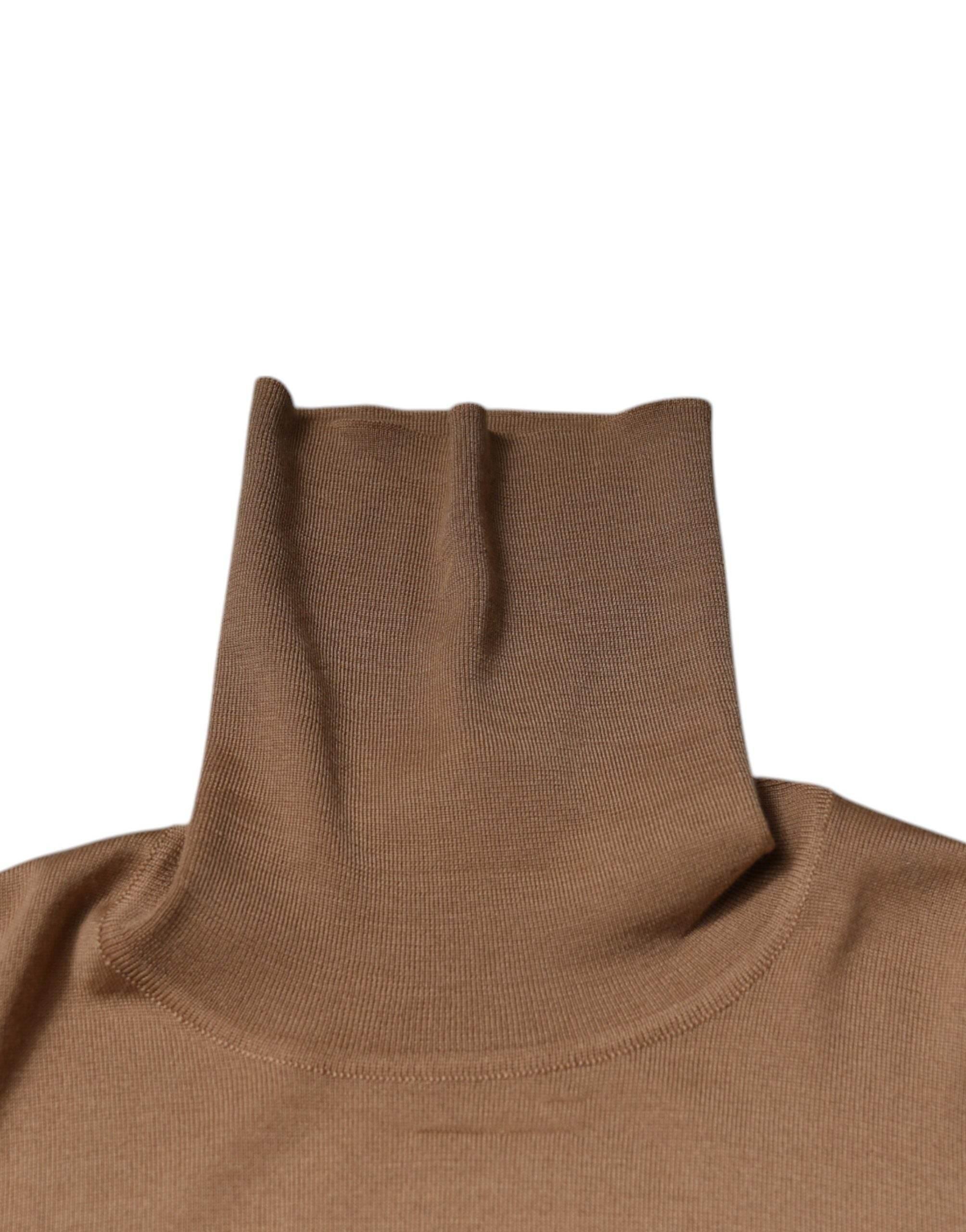 Dolce & Gabbana Brown Turtleneck Long Sleeve Pullover Sweater - Hilstor