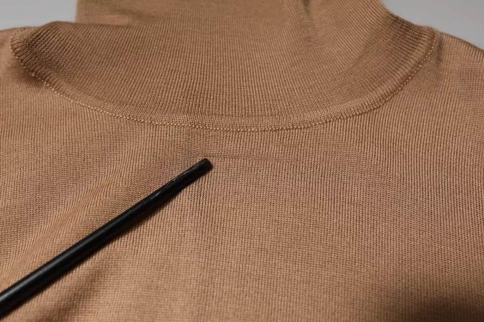 Dolce & Gabbana Brown Turtleneck Long Sleeve Pullover Sweater - Hilstor